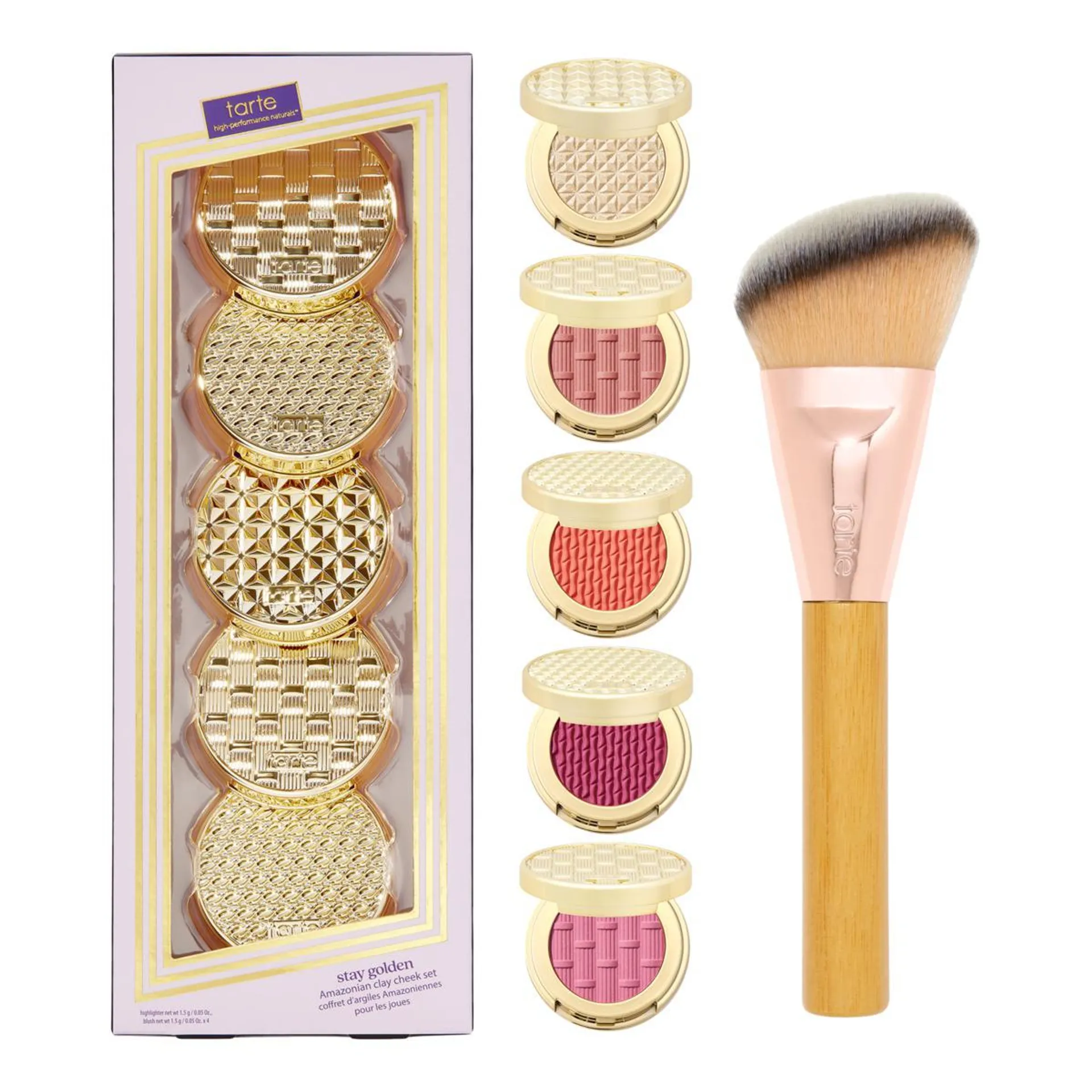 tarte Stay Golden Amazonian Clay 5-piece Cheek Set & Brush