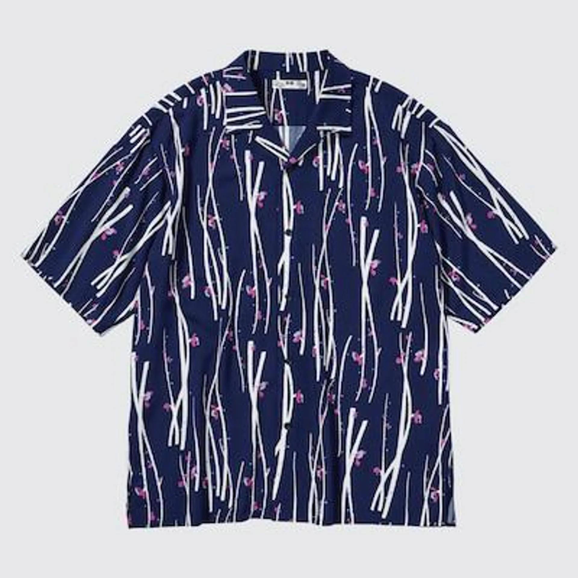 Printed Open Collar Short-Sleeve Shirt (Japanese Auspicious Symbol)