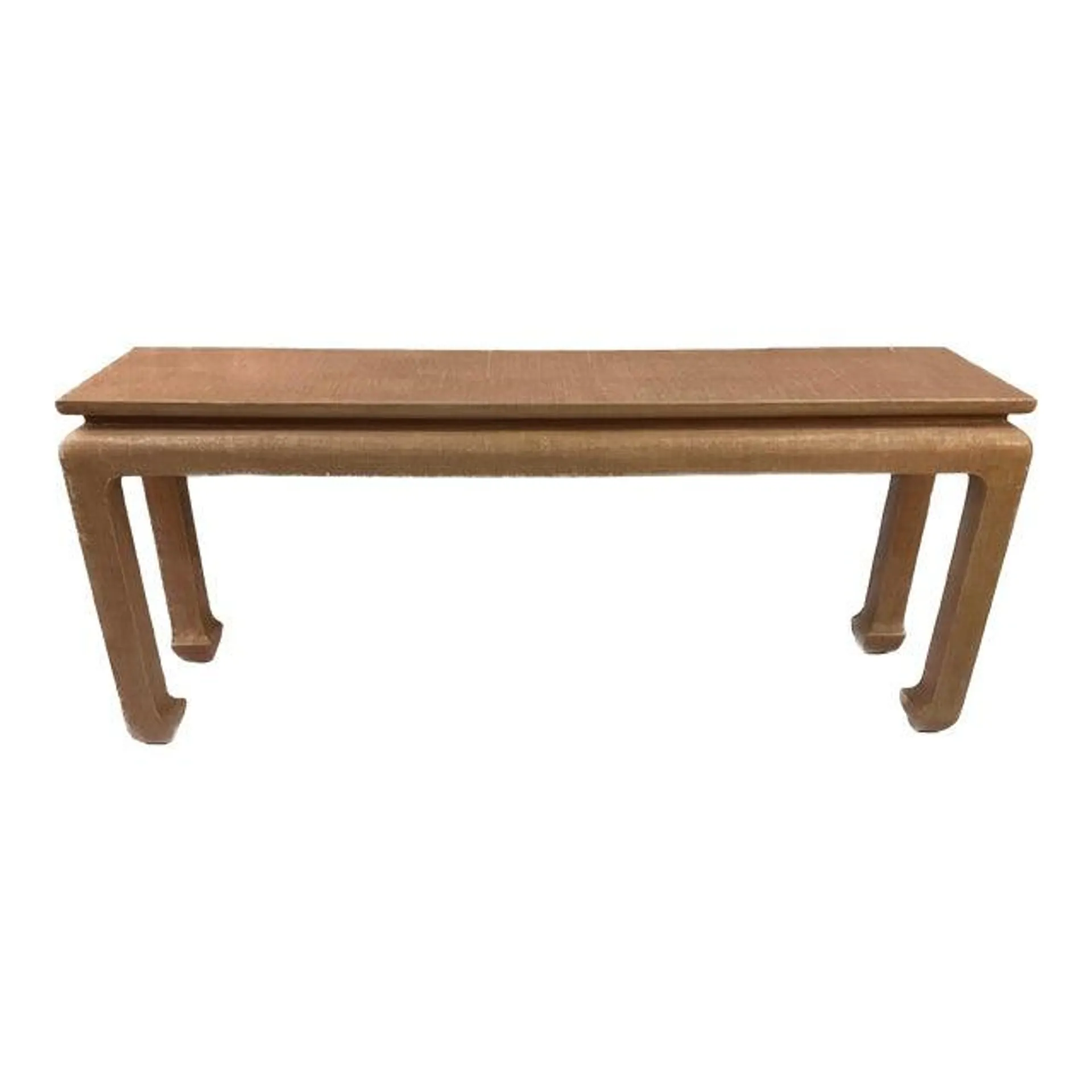 Mid-Century Karl Springer Style Grasscloth Console Table