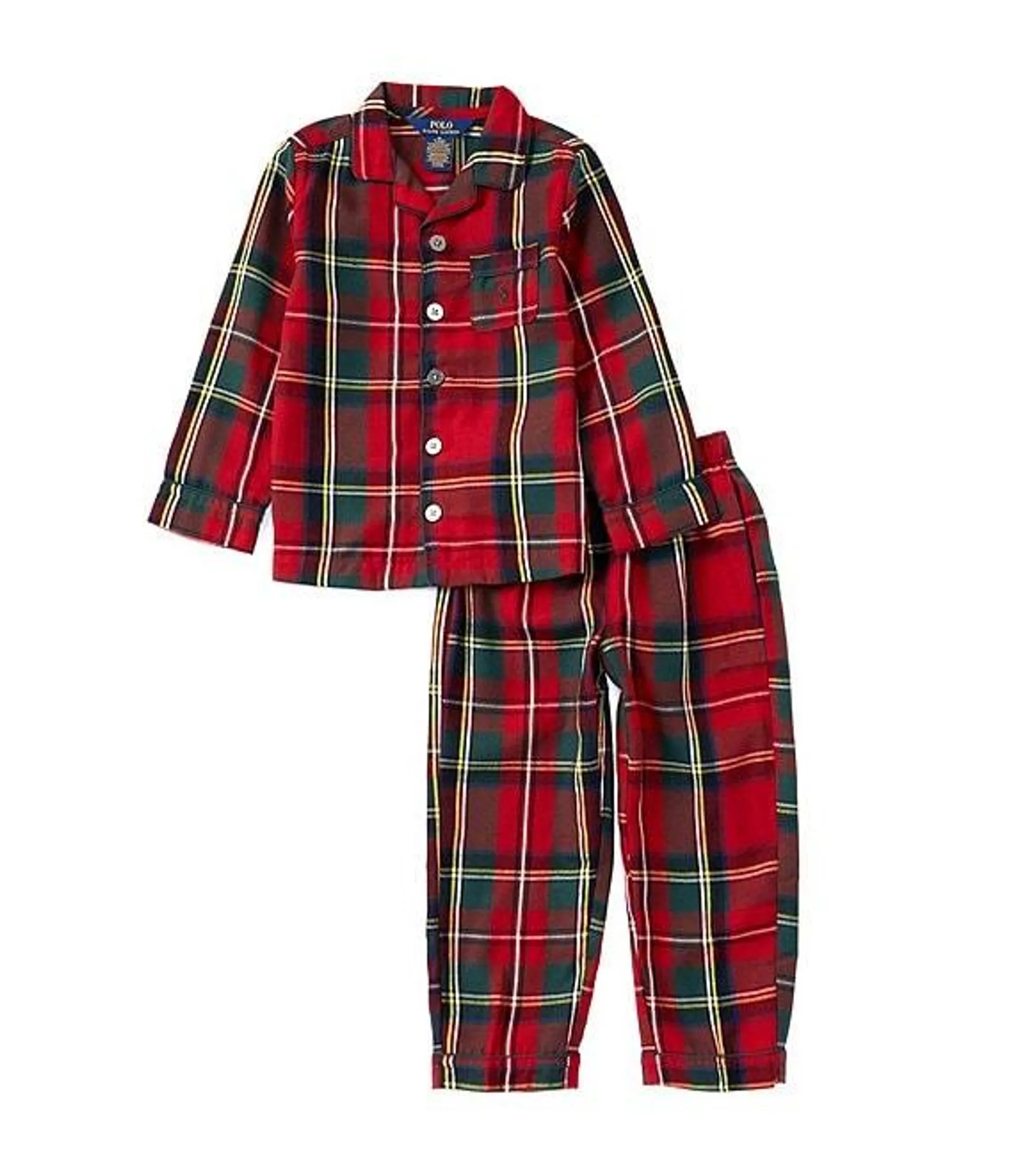 Little Boys 2T-7 Long Sleeve Plaid Pajama Set