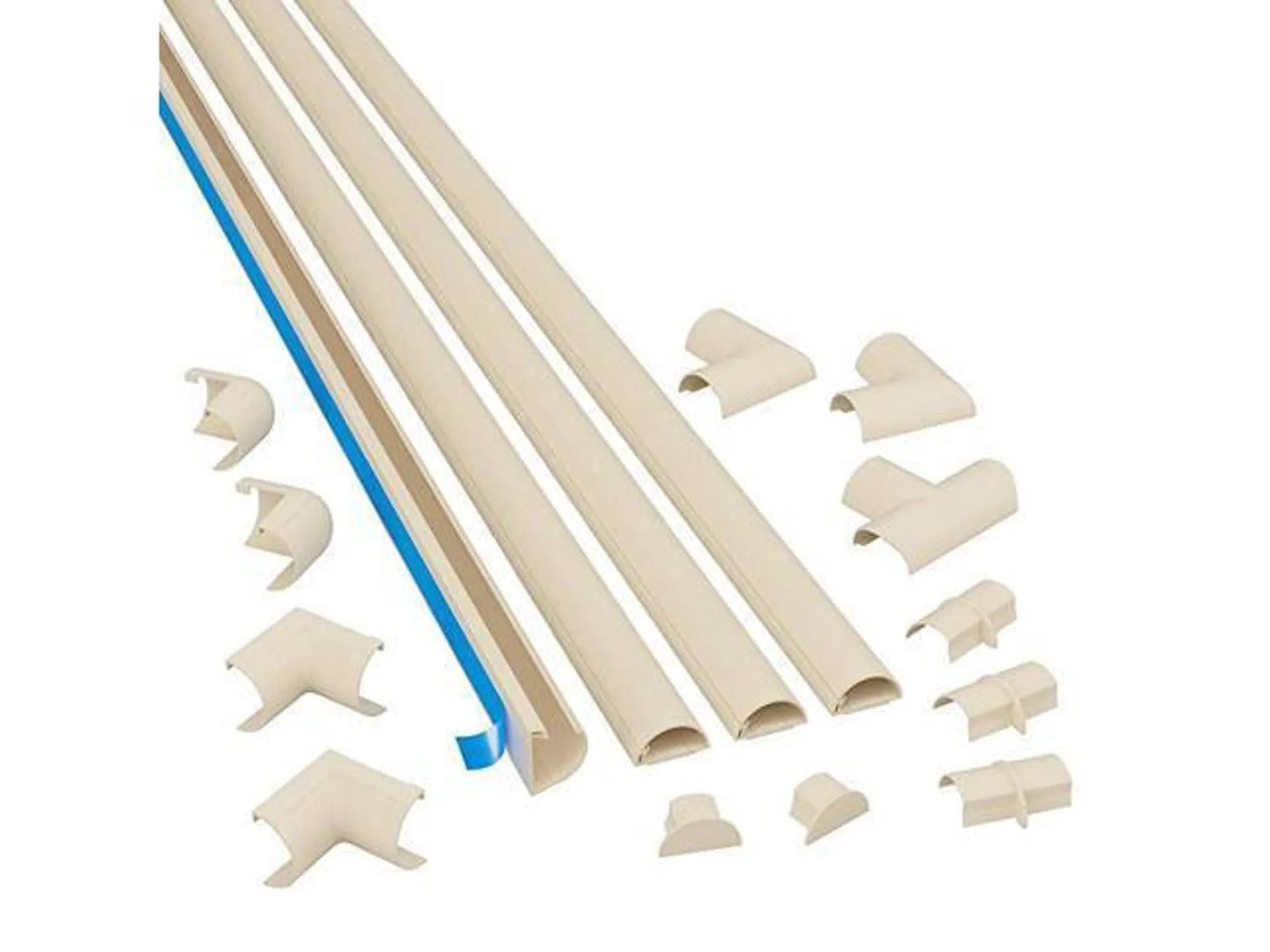Beige Medium Cord Cover Kit 13FT SelfAdhesive Wire Hider Cable Raceway to Hide Wires on Wall Cable Management 4 x 39in Lengths and Accessories