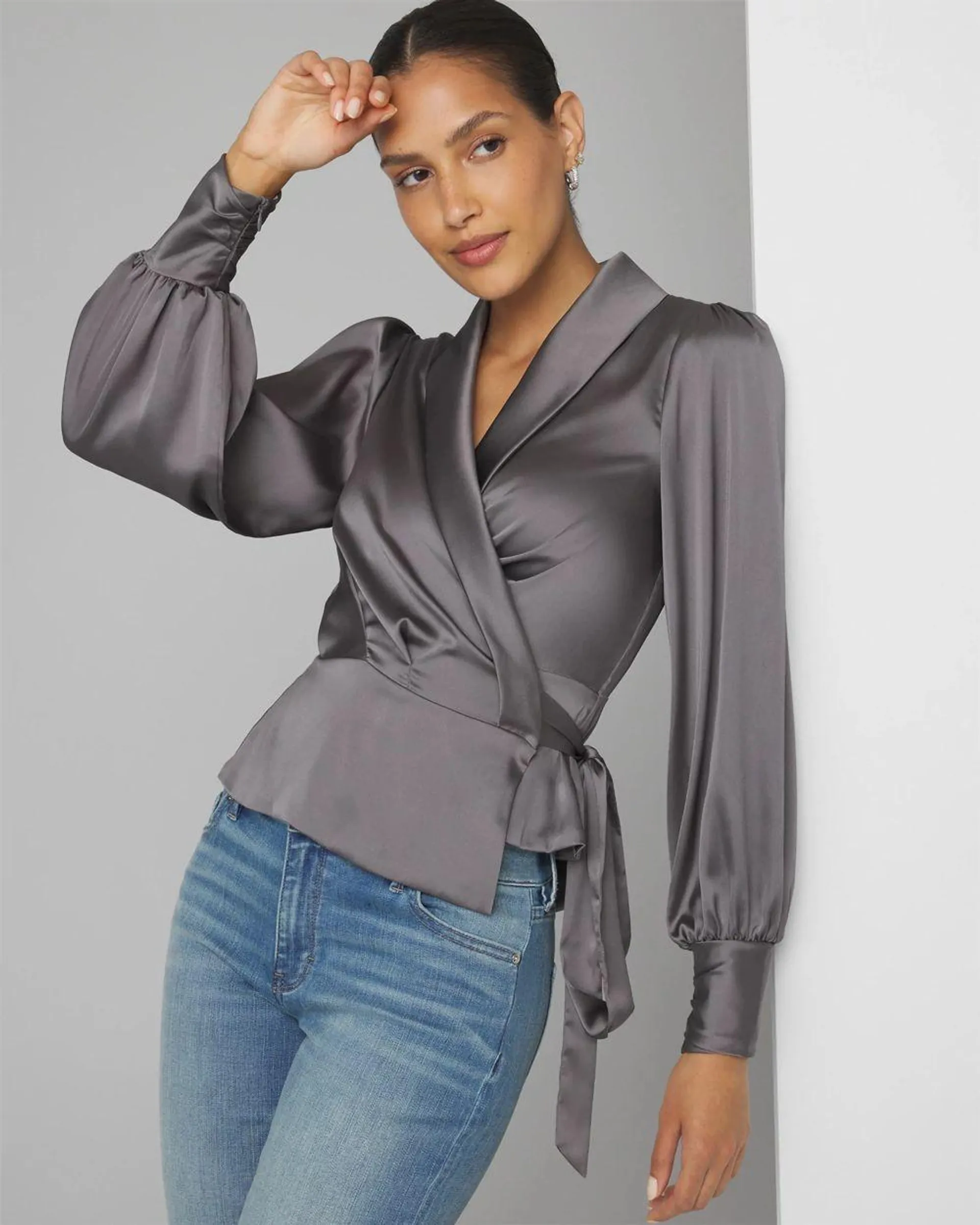 Satin Wrap Blouse