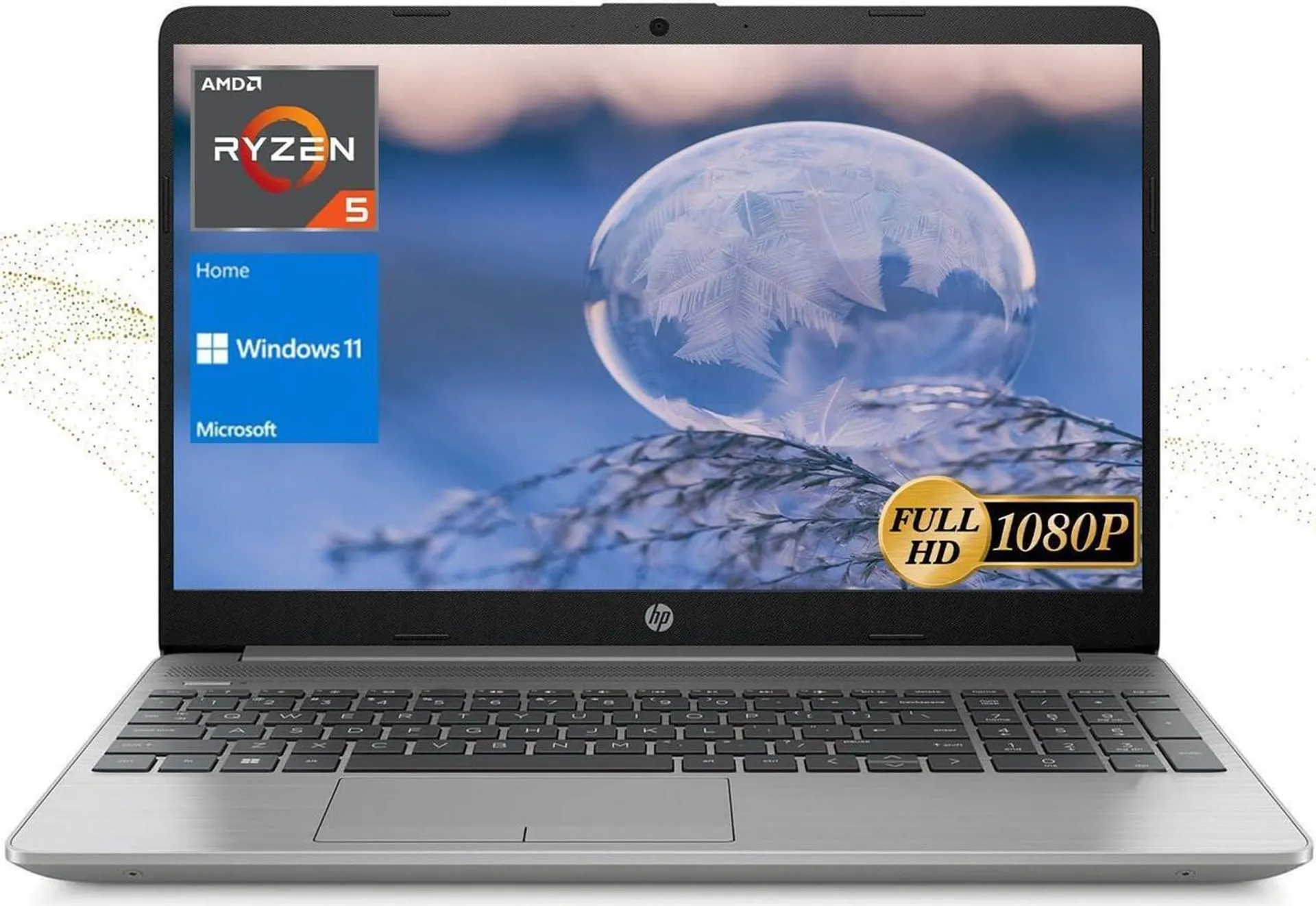 HP Essential 255 G8 Laptop, 15.6" FHD Display, AMD Ryzen 5 5500U, 32GB RAM, 1TB PCIe SSD, Webcam, SD Card Reader, HDMI, Wi-Fi 6, Windows 11 Home, Dark Ash Silver