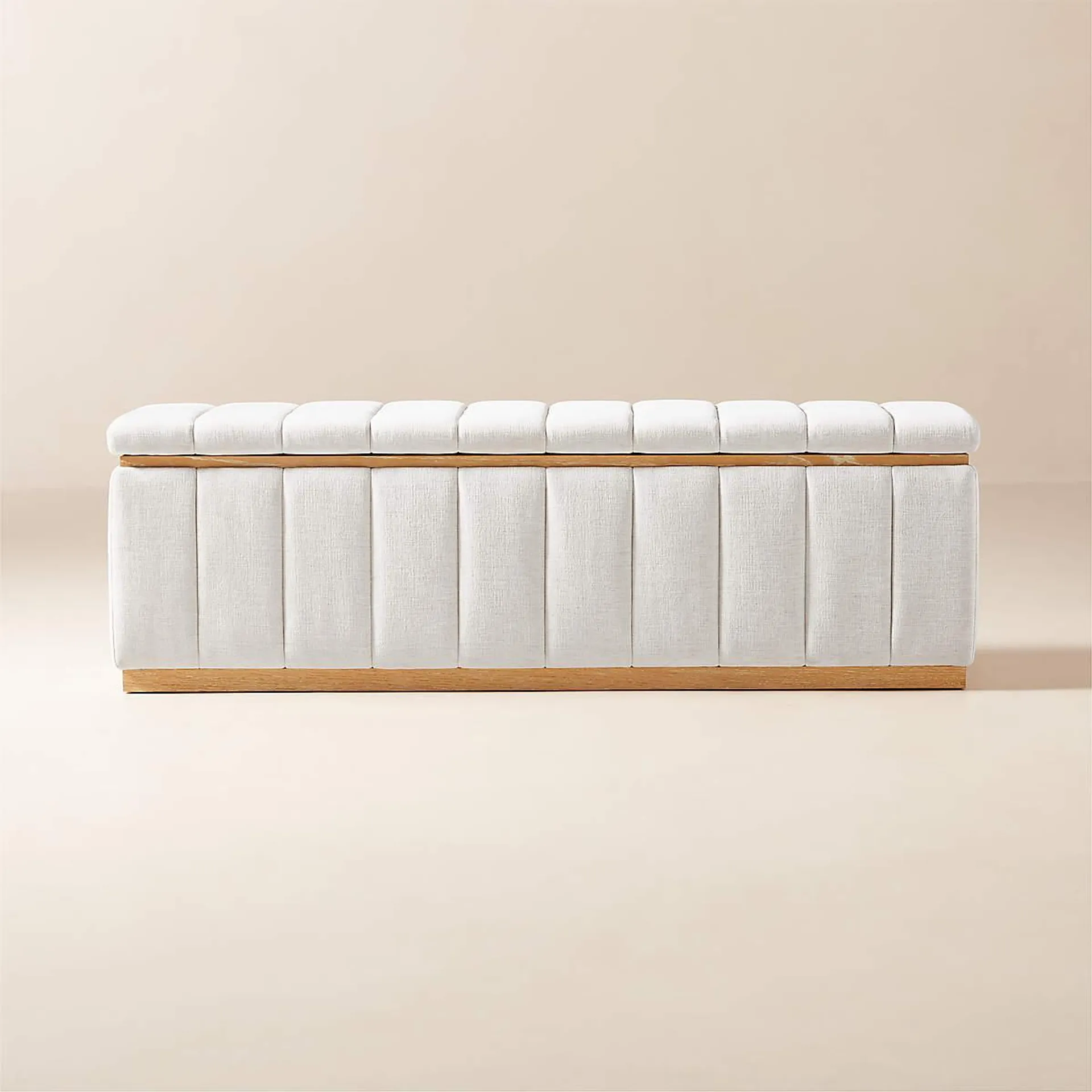 Forte 59" White Performance Fabric Storage Bench