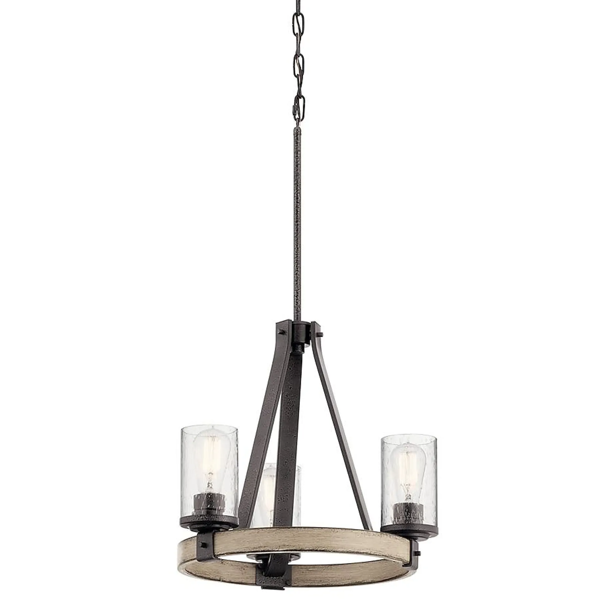 Kichler Barrington 3-Light Distressed Gray Rustic Chandelier