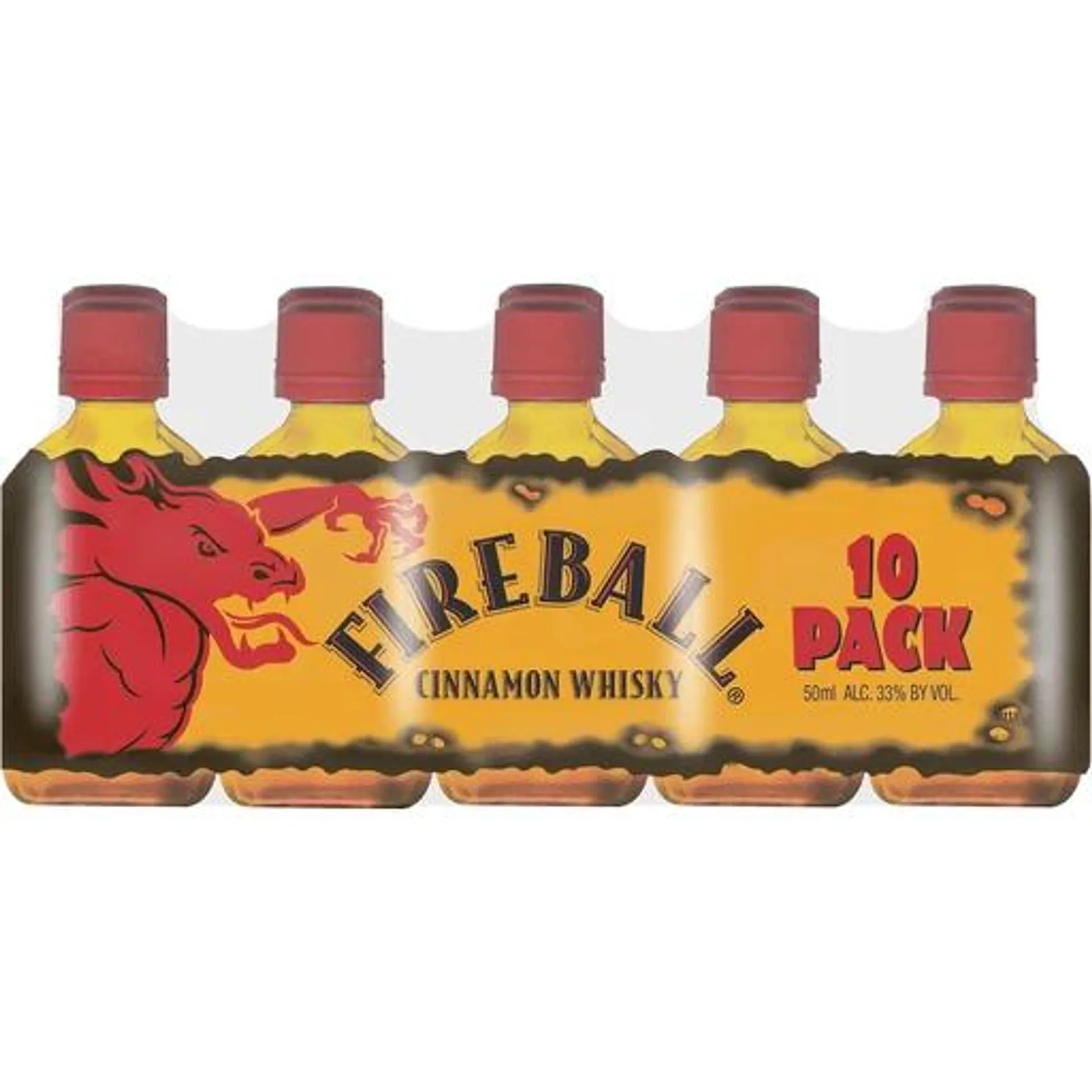 Fireball Cinnamon Whisky 10 Pack 50ml Bottles 66 Proof