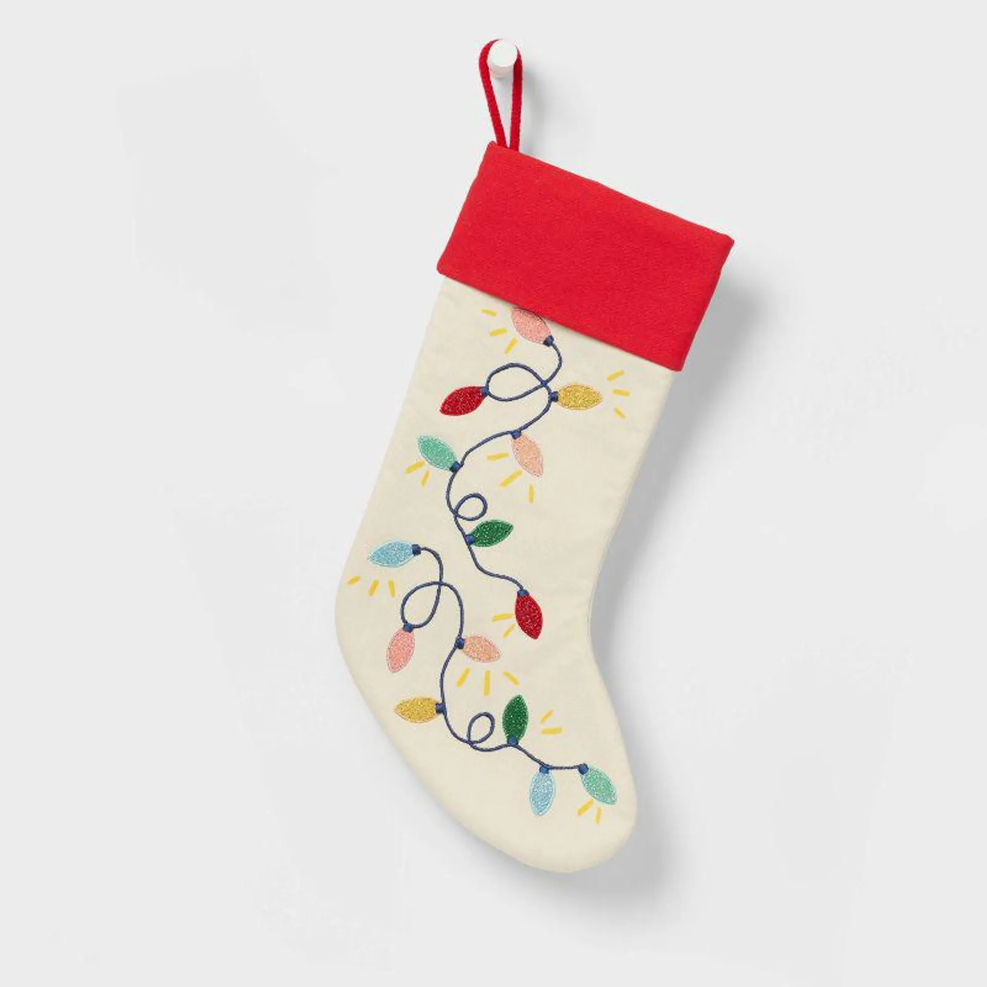 20" String of Lights Christmas Holiday Stocking White/Red - Wondershop™