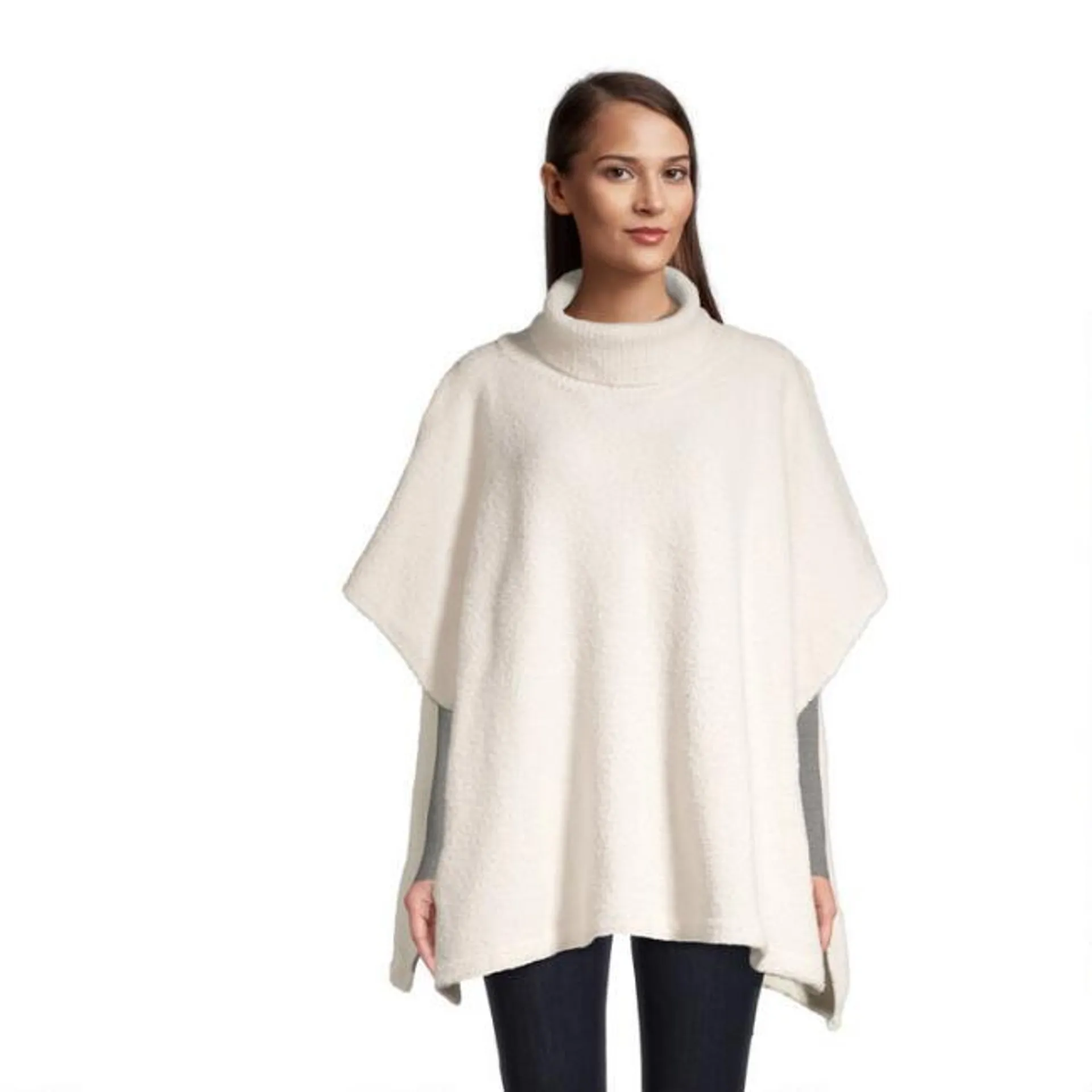 Ivory Fleece Short Sleeve Lounge Poncho