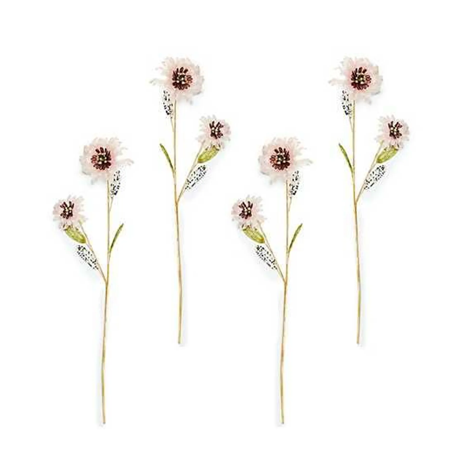 Pink Beaded Flower Stems, Set of 4