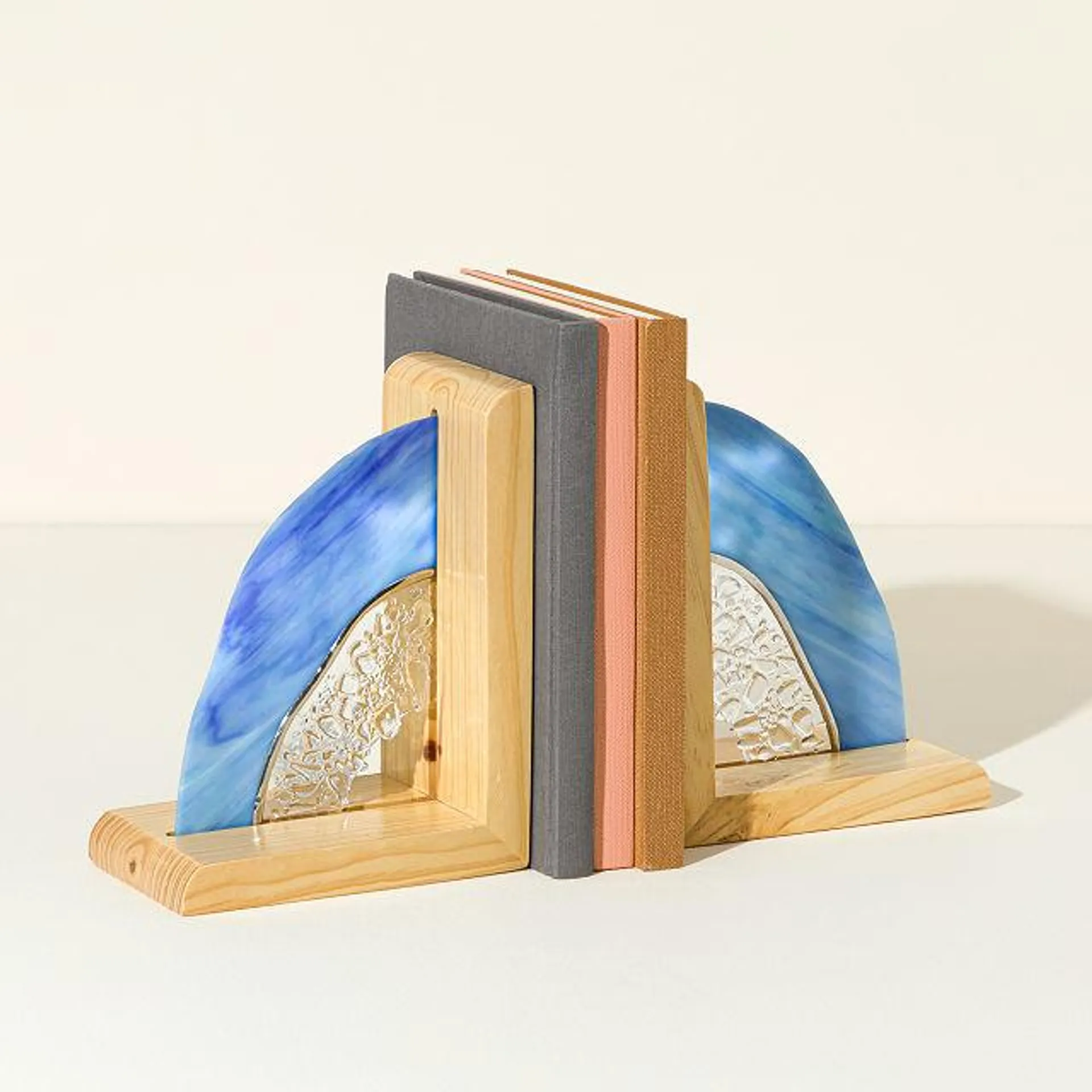 Stained Glass Agate Bookend Set