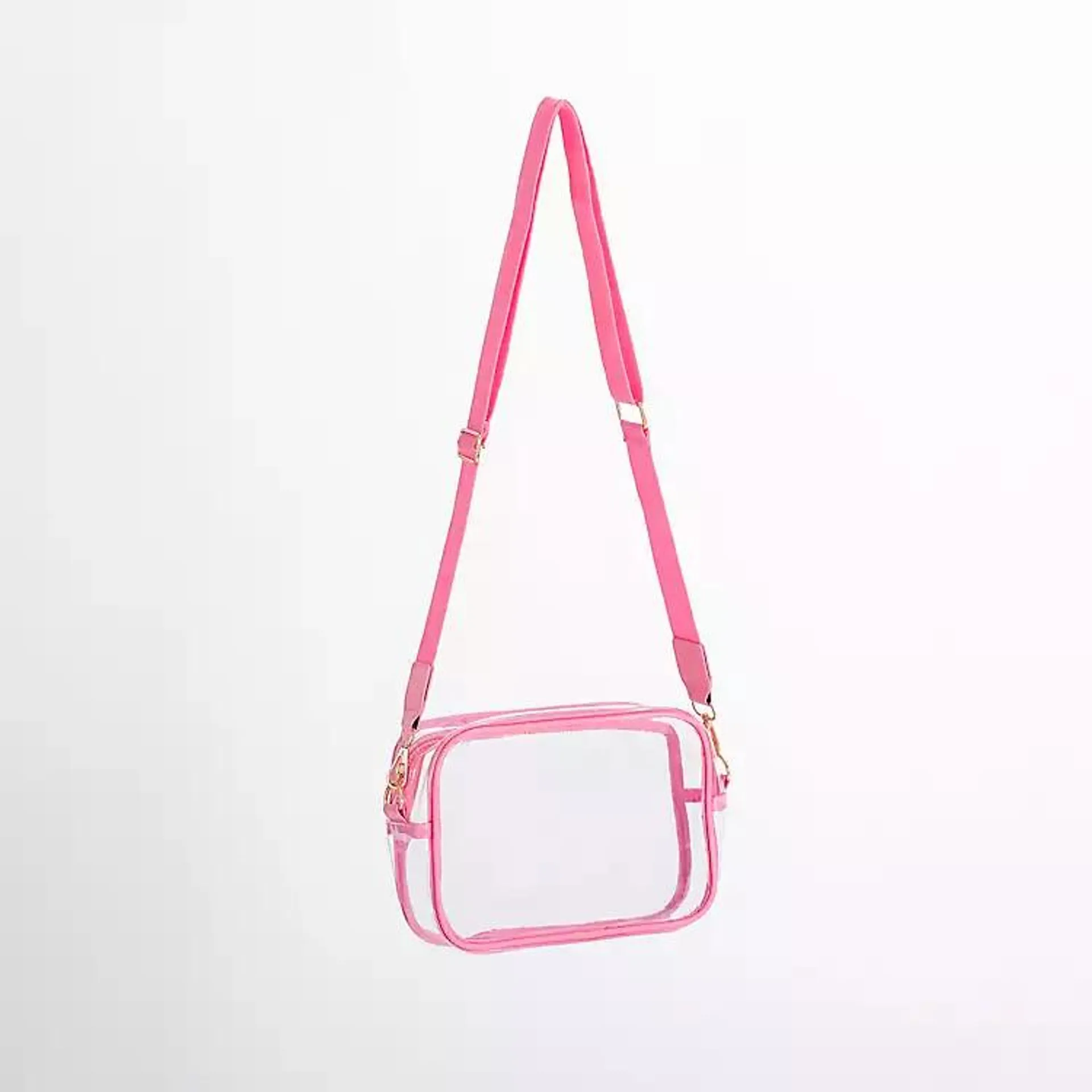 Pink Strap Clear Crossbody Purse