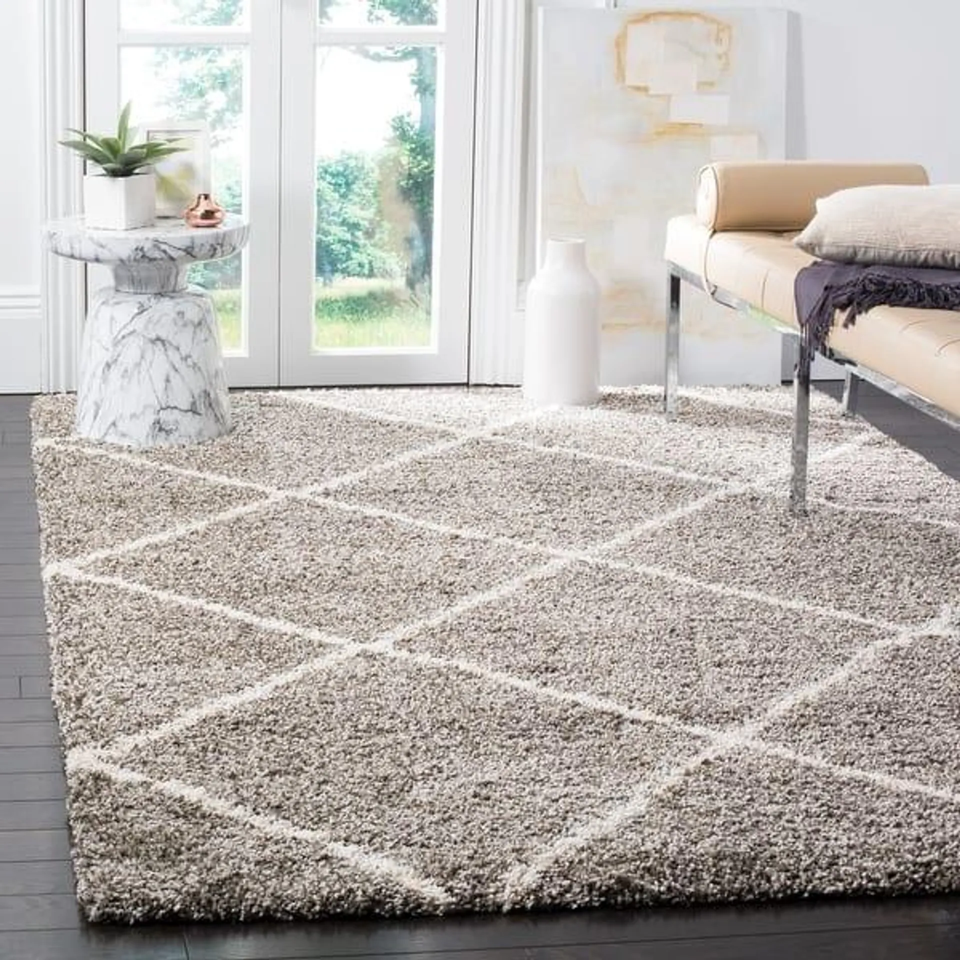 SAFAVIEH Hudson Shag Estella Diamond Trellis 2-inch Thick Rug