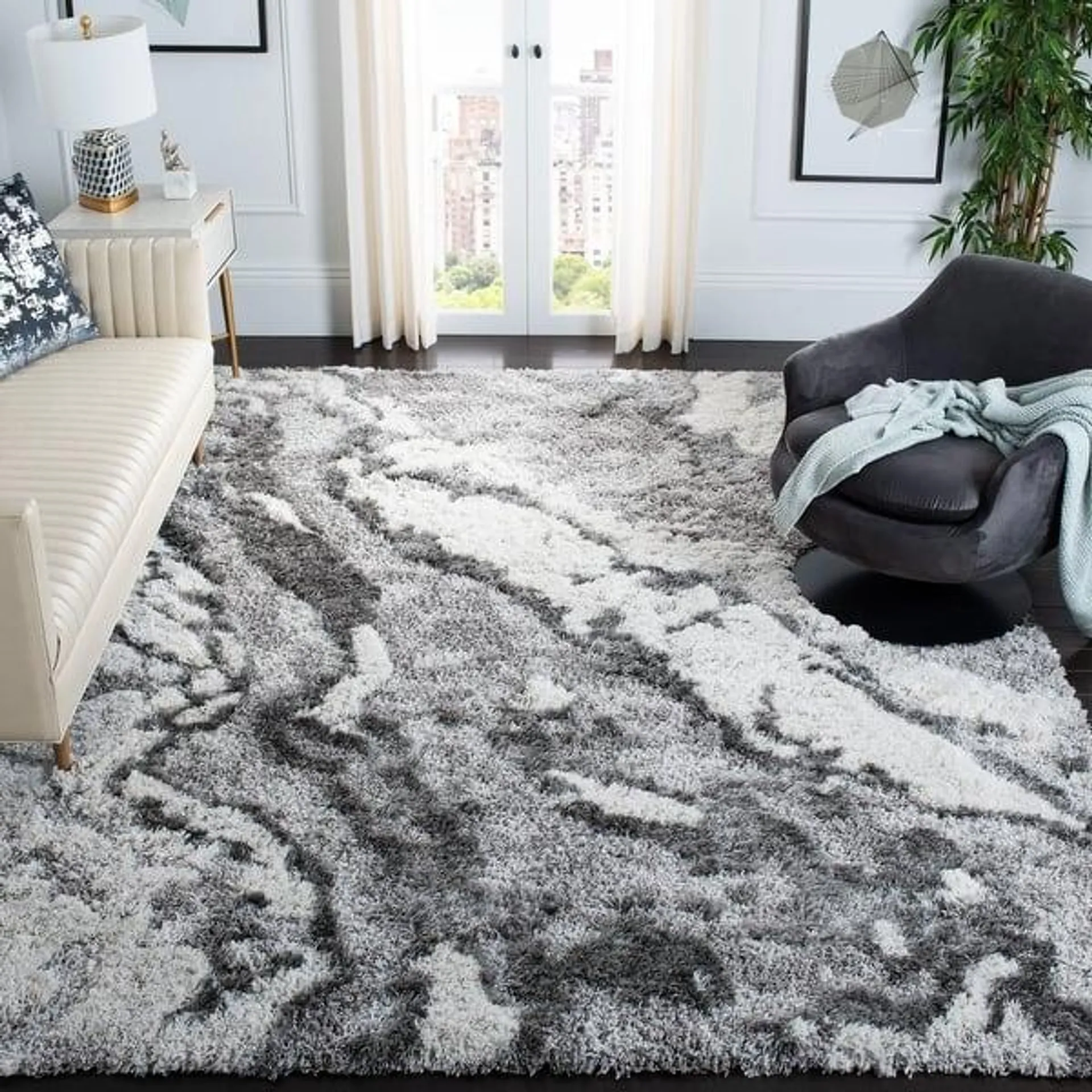 SAFAVIEH Horizon Shag Mukades Abstract 2.5-inch Thick Rug