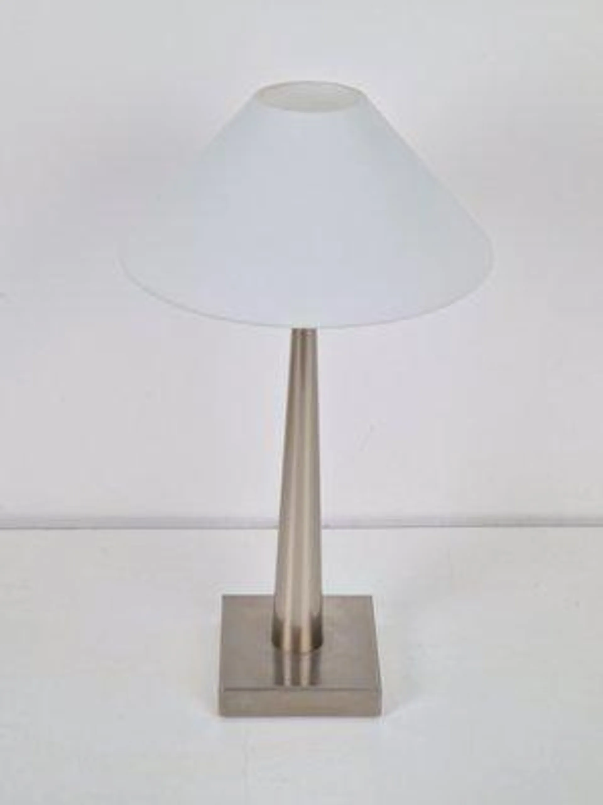 Postmodern Table Lamp in Milk Glass and Stainless Steel, 1990s