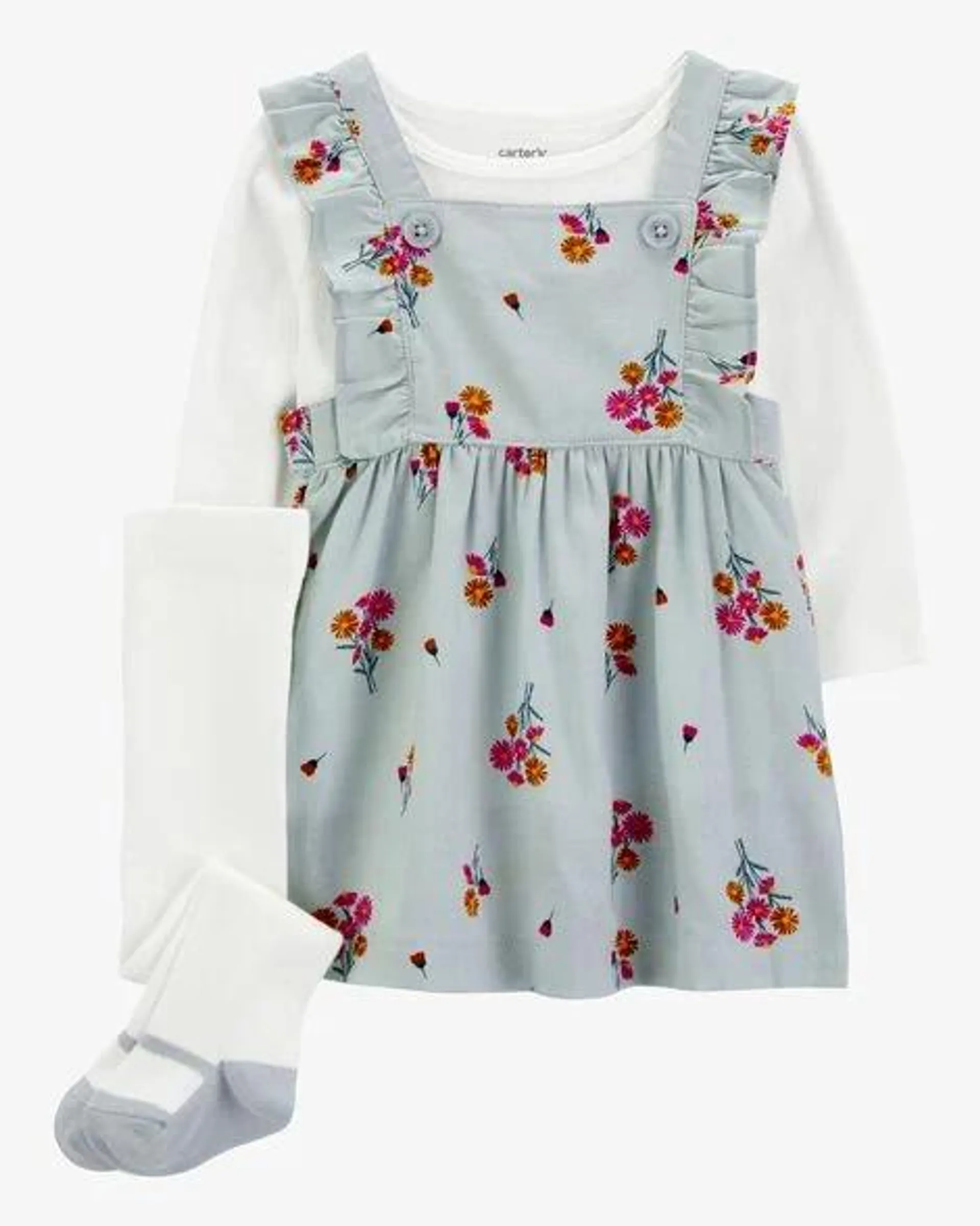 Baby 3-Piece Floral Long-Sleeve Tee & Jumper Set