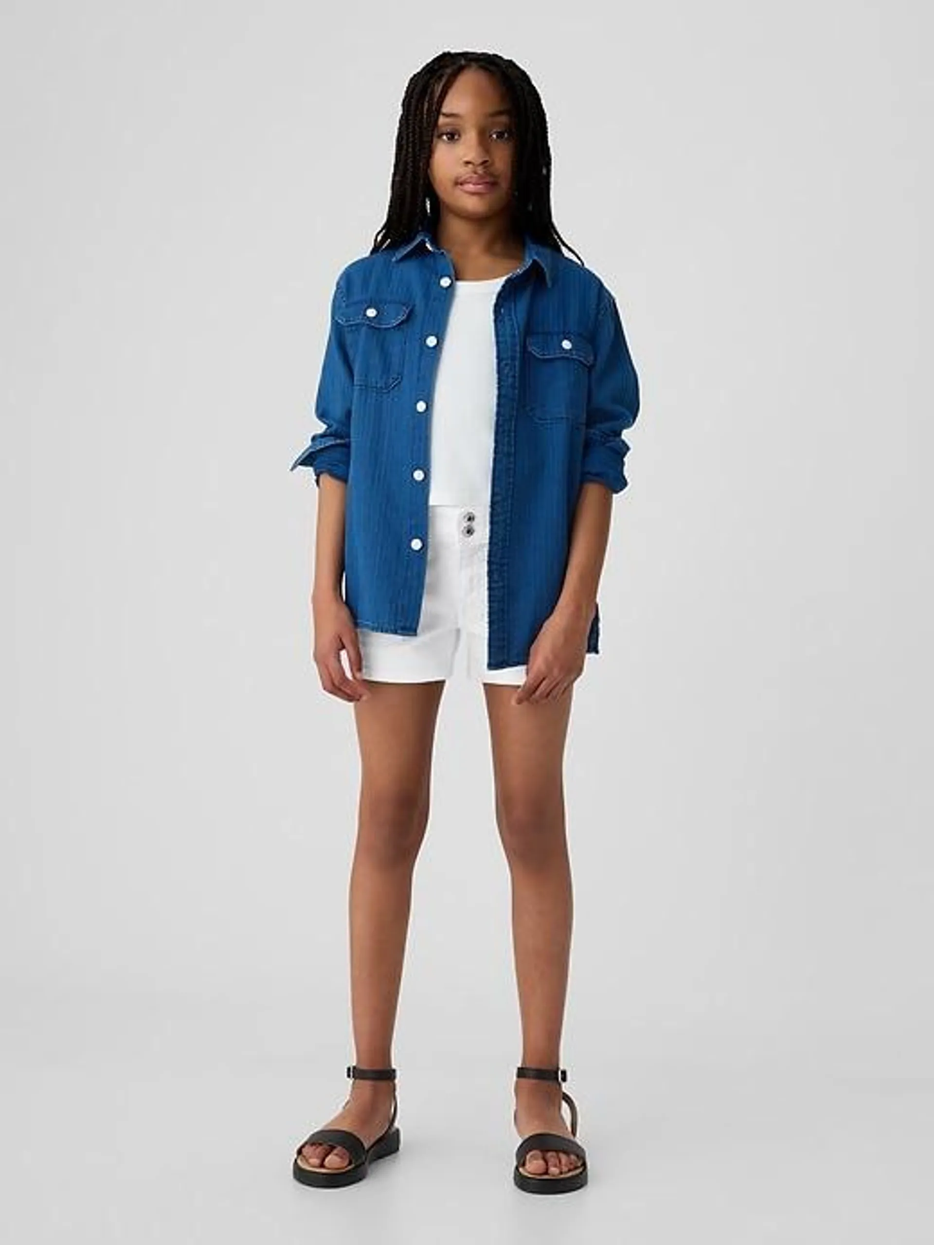 Kids Low Rise Y2K Denim Shortie Shorts