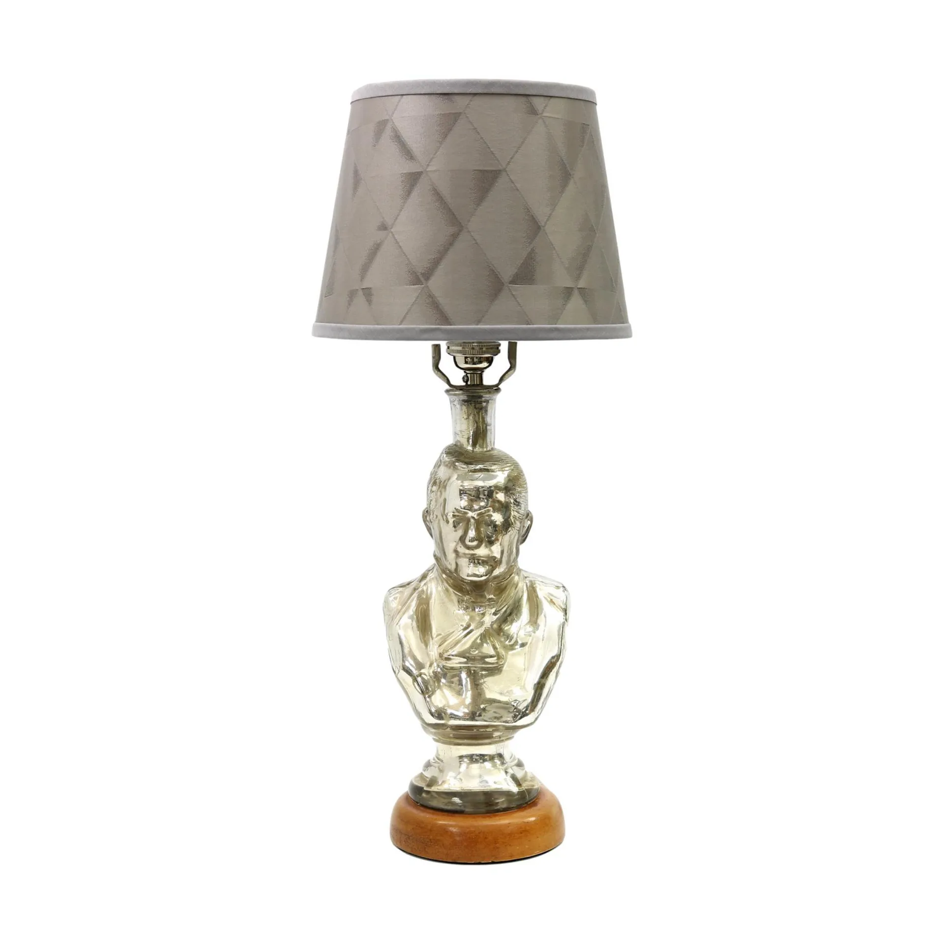 19th-C. Mercury Glass Bust Desk Lamp