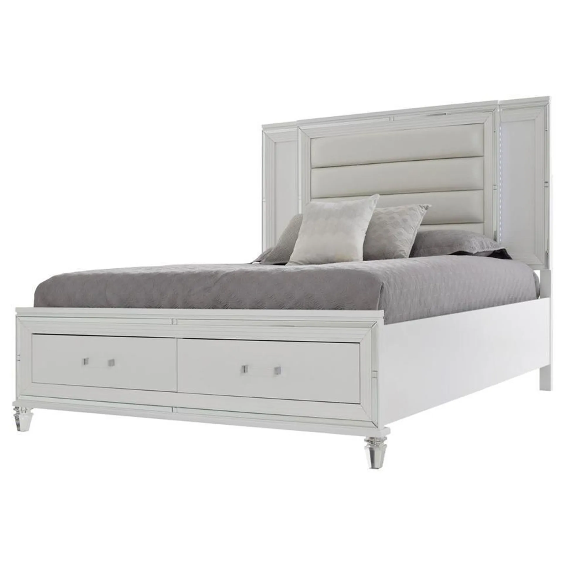 Stephanie White King Storage Bed