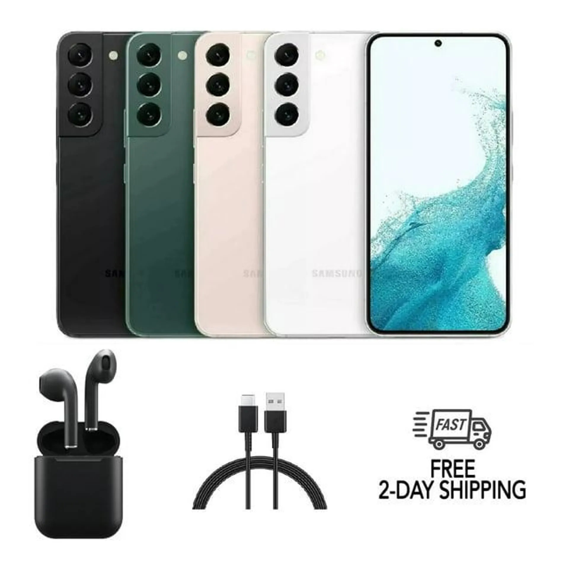 Pre-Owned Samsung Galaxy S22 Plus 5G S906U (Fully Unlocked) 128GB Phantom Black w/ Wireless Earbuds