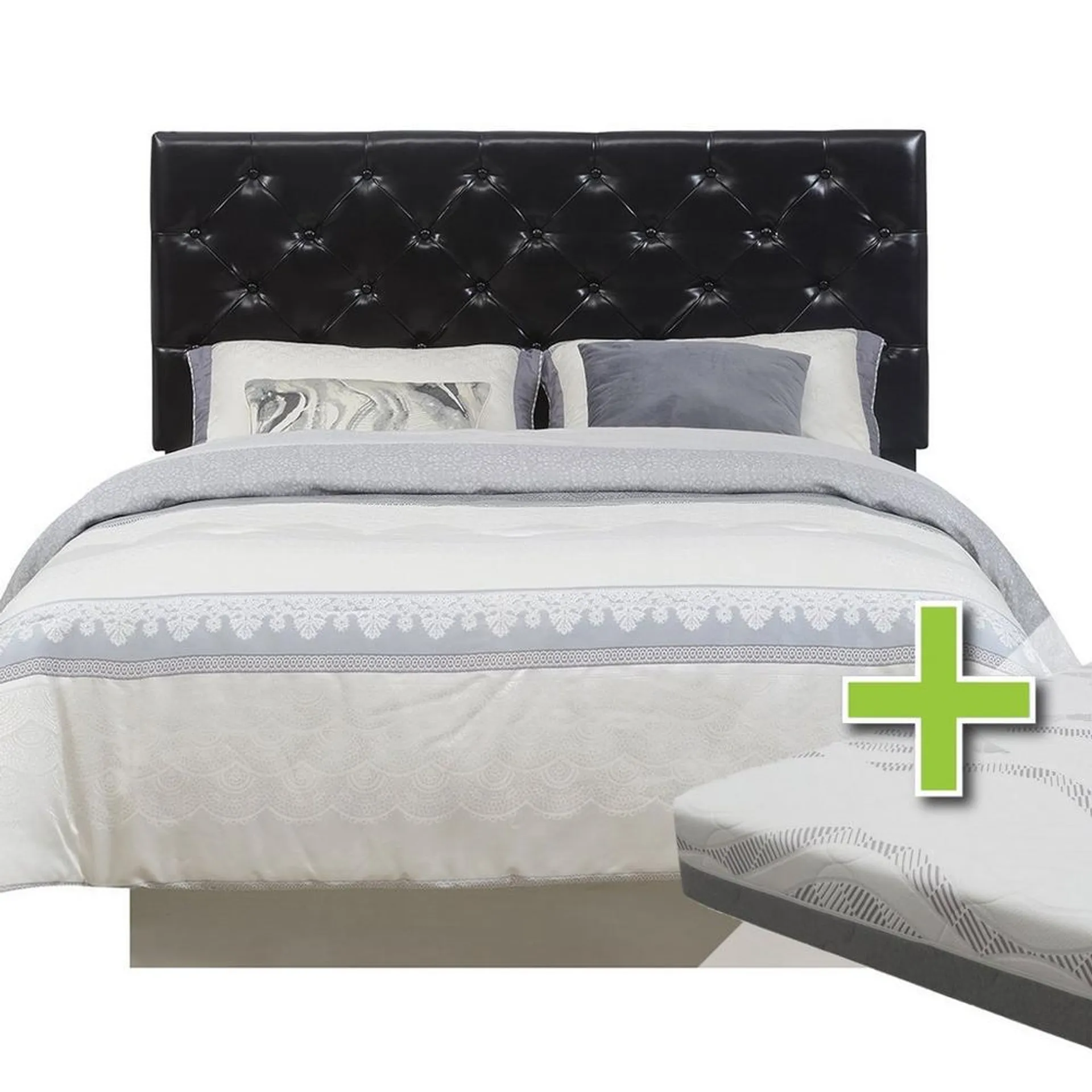 Kassel Queen Headboard with 8" Tight Top Firm Mattress 9" Foundation & Protectors