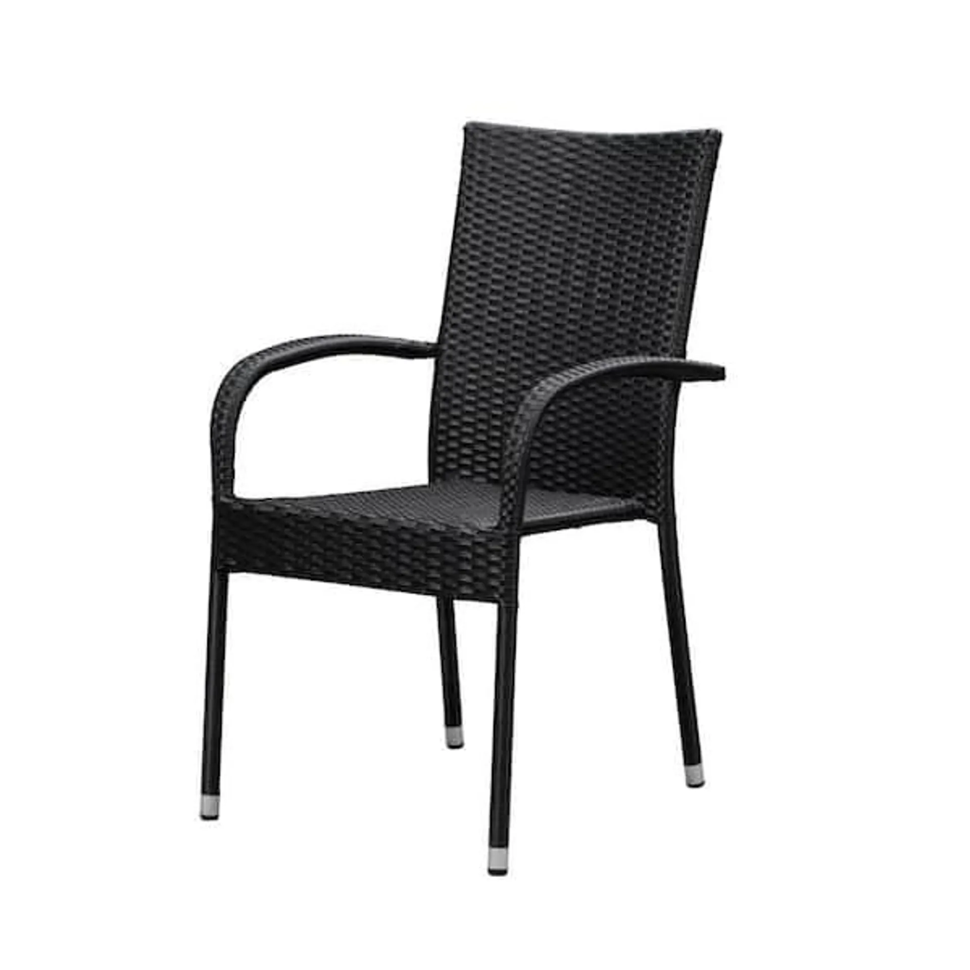 Morgan Stacking Resin Wicker Outdoor Dining Chair in Black (4-Pack)