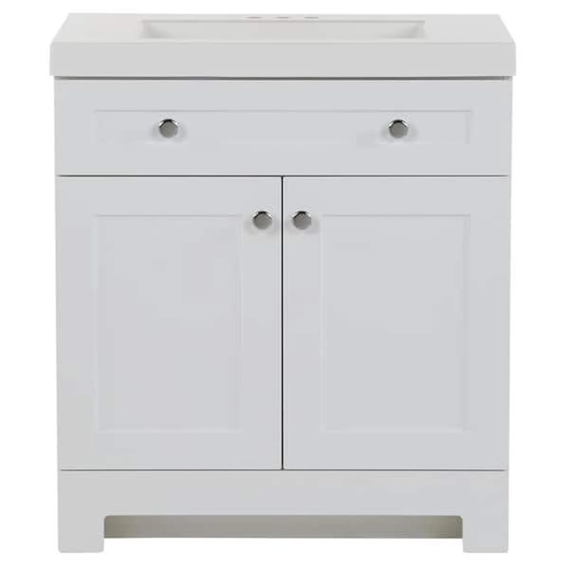 Everdean 31 in. Single Sink White Bath Vanity with White Cultured Marble Top (Assembled)