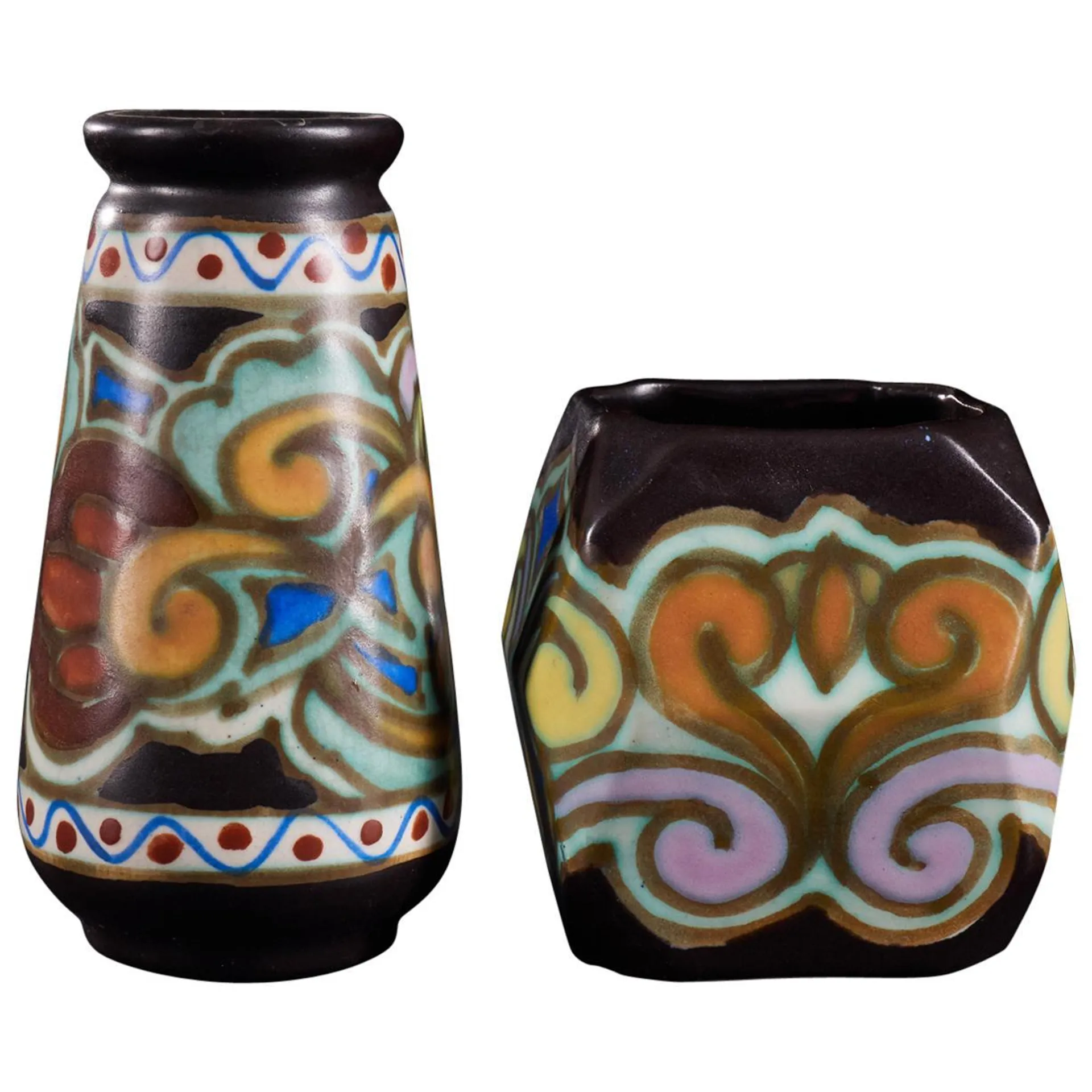 Lovely Set of 2 Quaint Ceramic Vases by C.M. Bereen