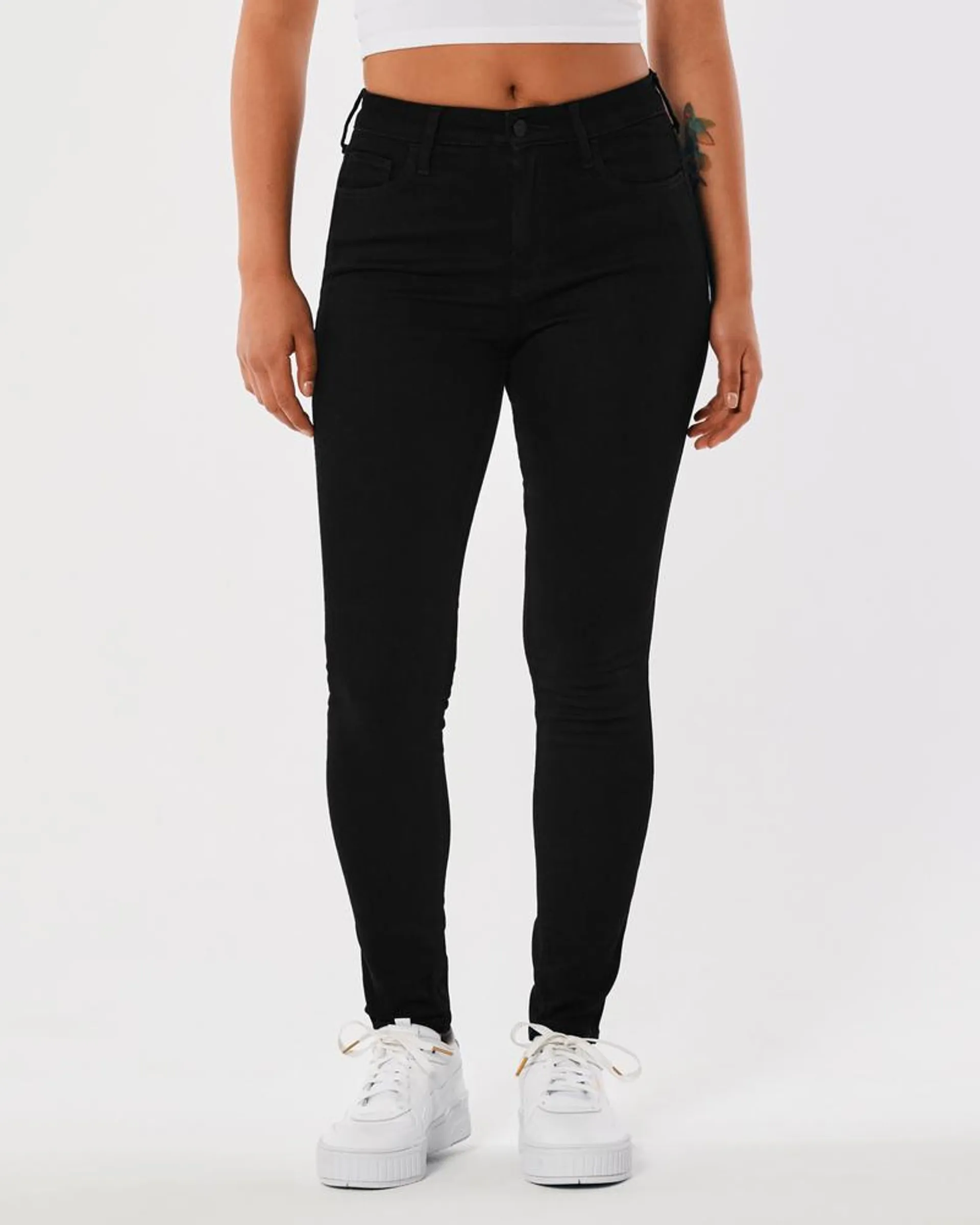 High-Rise Black Super Skinny Jeans