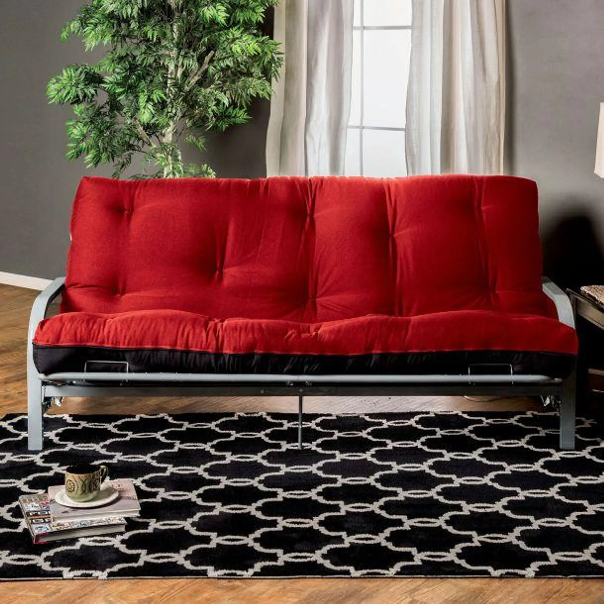 Furniture of America Plosh 8" Futon Mattress with Spring - Red/Black