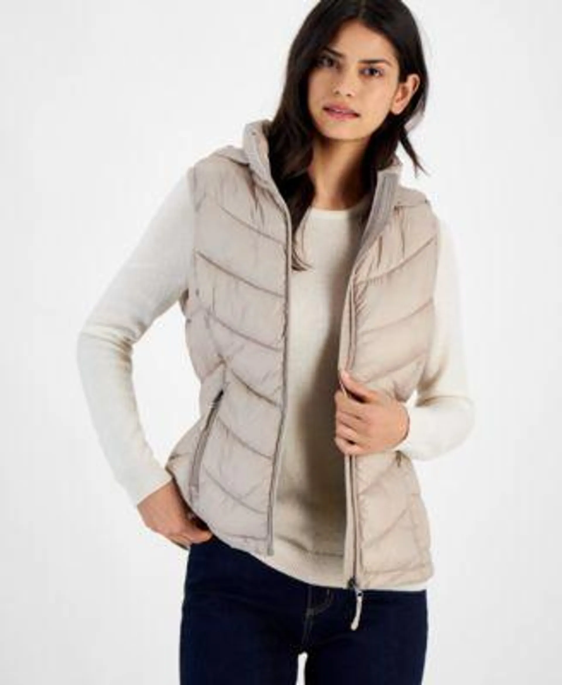 Women's Packable Hooded Puffer Vest, Created for Macy's