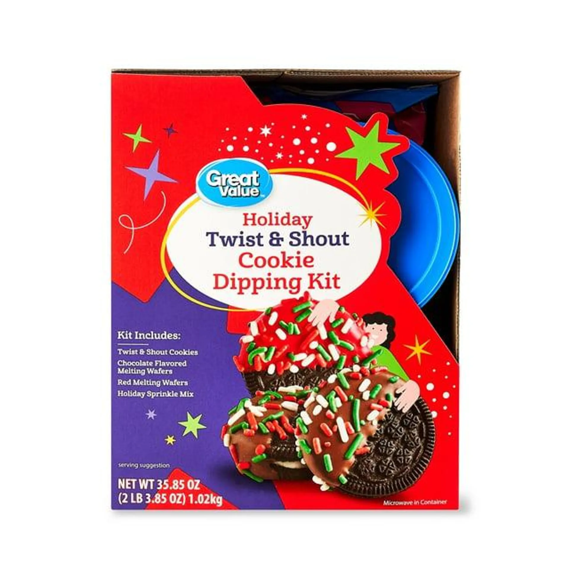 Great Value Chocolate Holiday Twist & Shout Dipping Kit Cookies, 35.85 oz, 38 Count