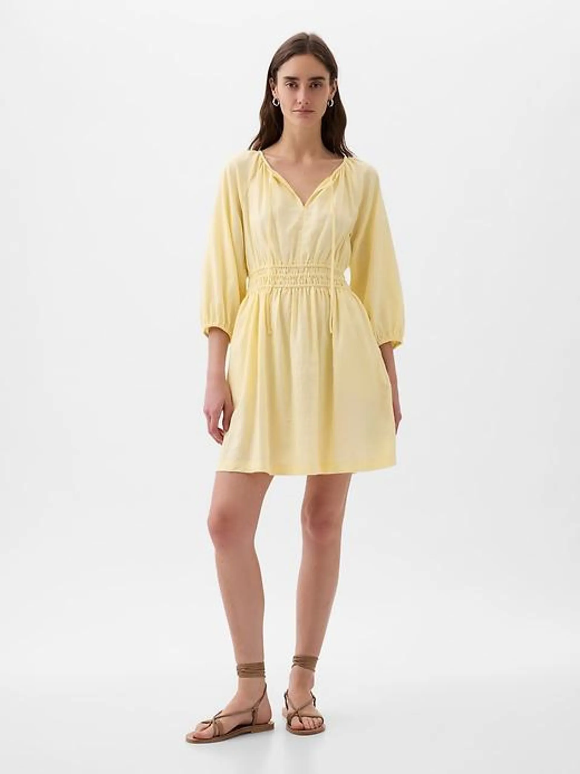 Linen-Blend Mini Dress