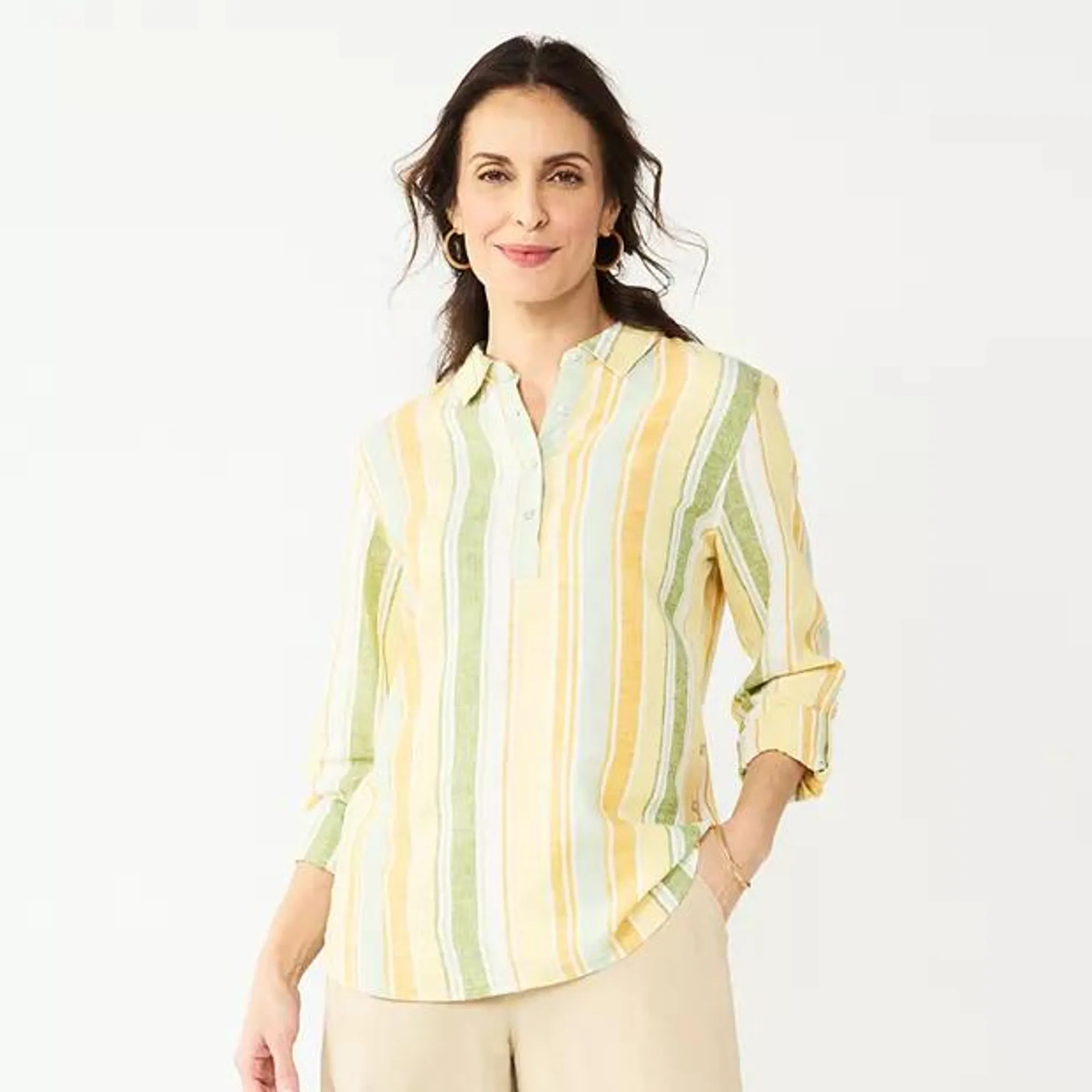 Women's Croft & Barrow® Linen-Blend Popover Tunic