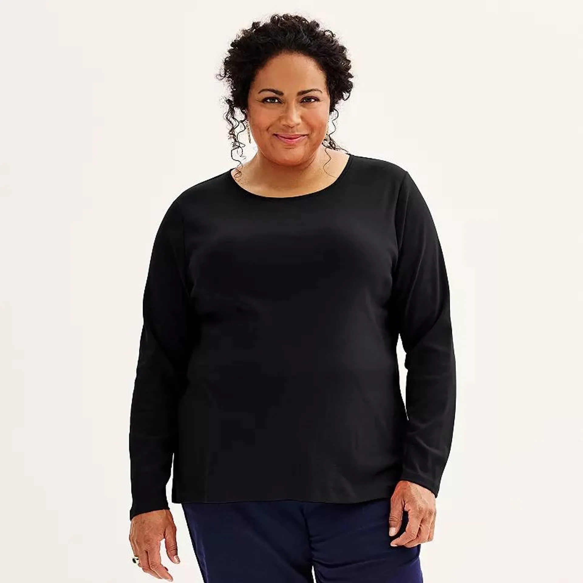 Plus Size Croft & Barrow® Essential Crewneck Long Sleeve Tee