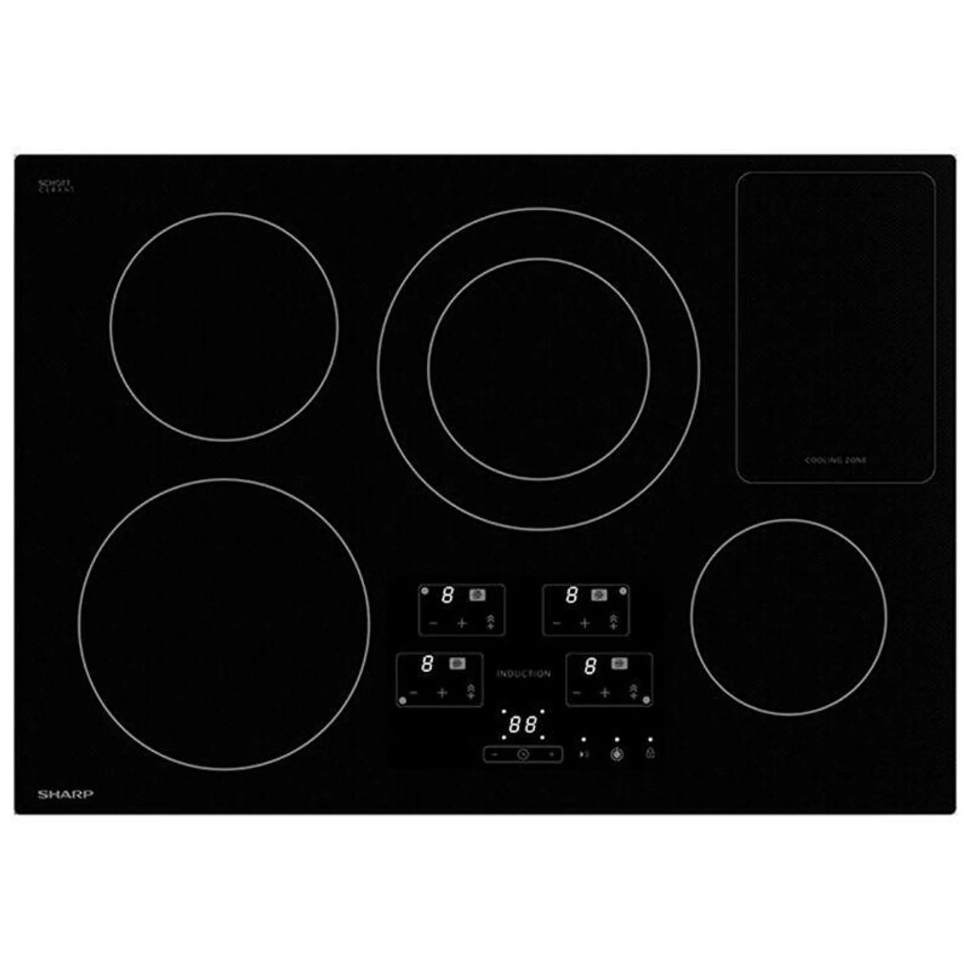 Sharp Contemporary Series 30 in. 4-Burner Induction Cooktop with Simmer Burner and Power Burner - Black
