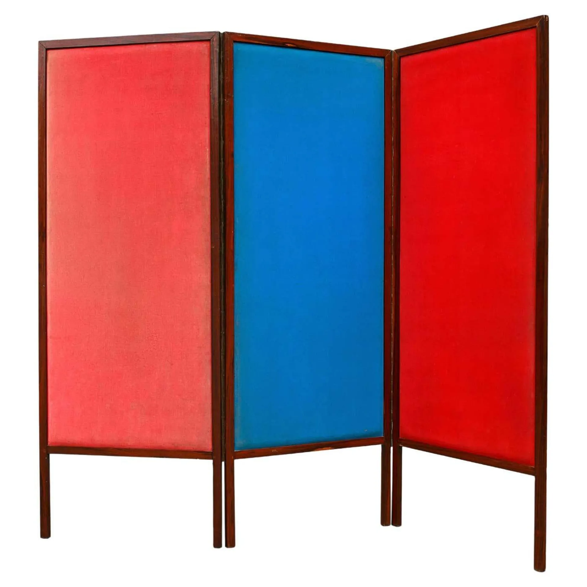 Brazilian Modern Room Divider in Hardwood & Leather by Sergio Rodrigues, 1960s