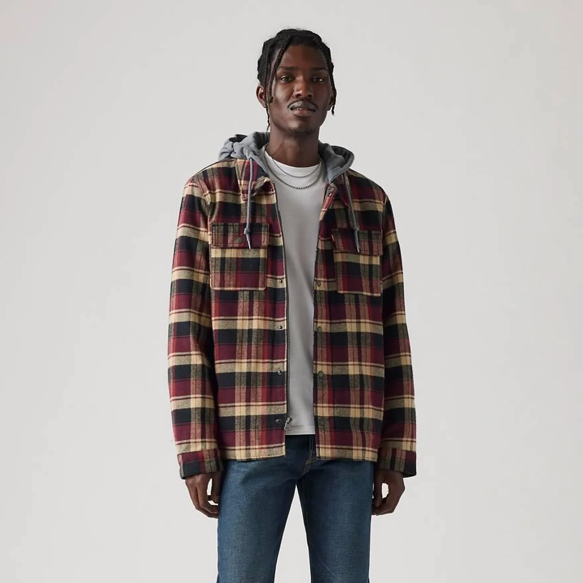 Cotton Plaid Sherpa Lined Shacket