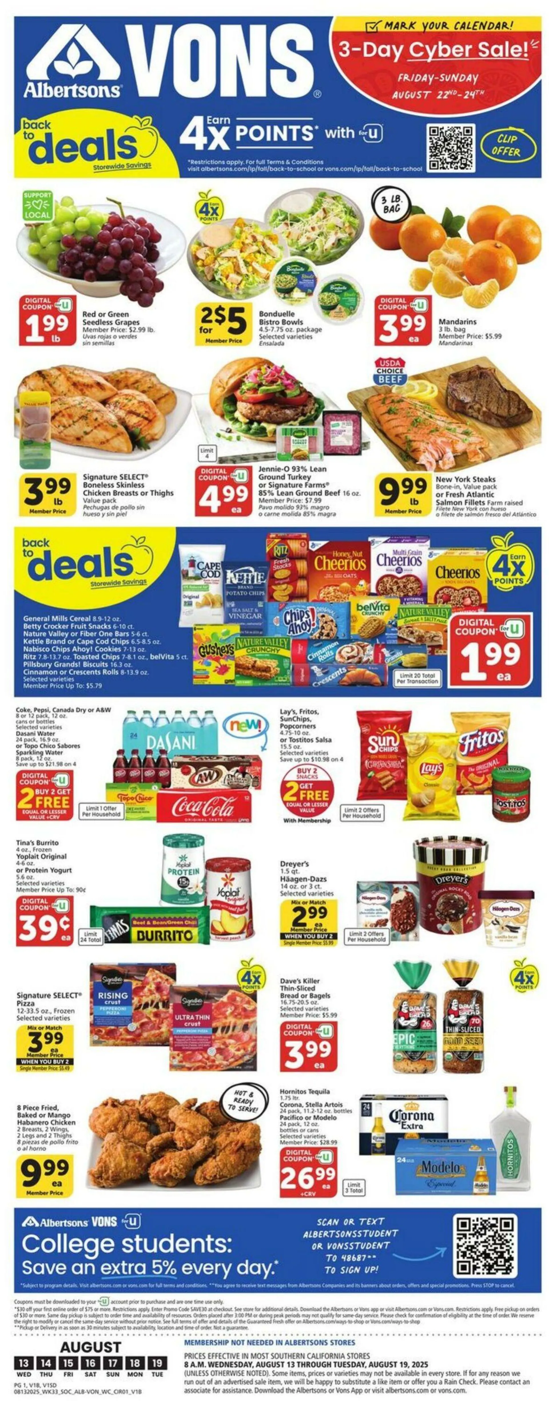 Weekly ad Vons Current weekly ad from August 13 to August 19 2025 - Page 1