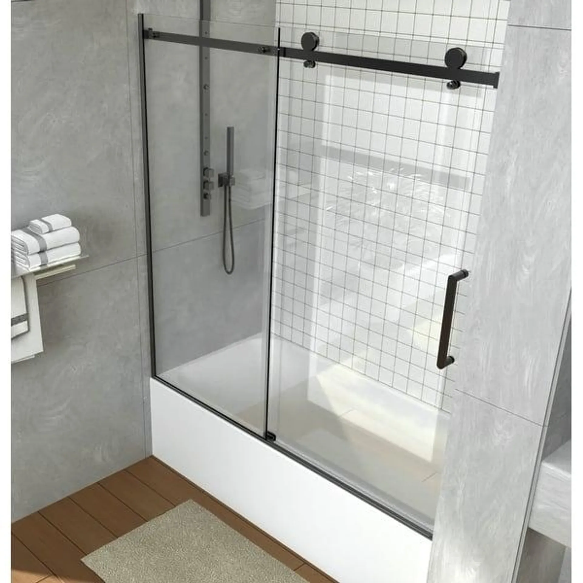 i-Homare 55 - 59 in.W x 60 in.H Sliding Frameless Tub Door Shower Door