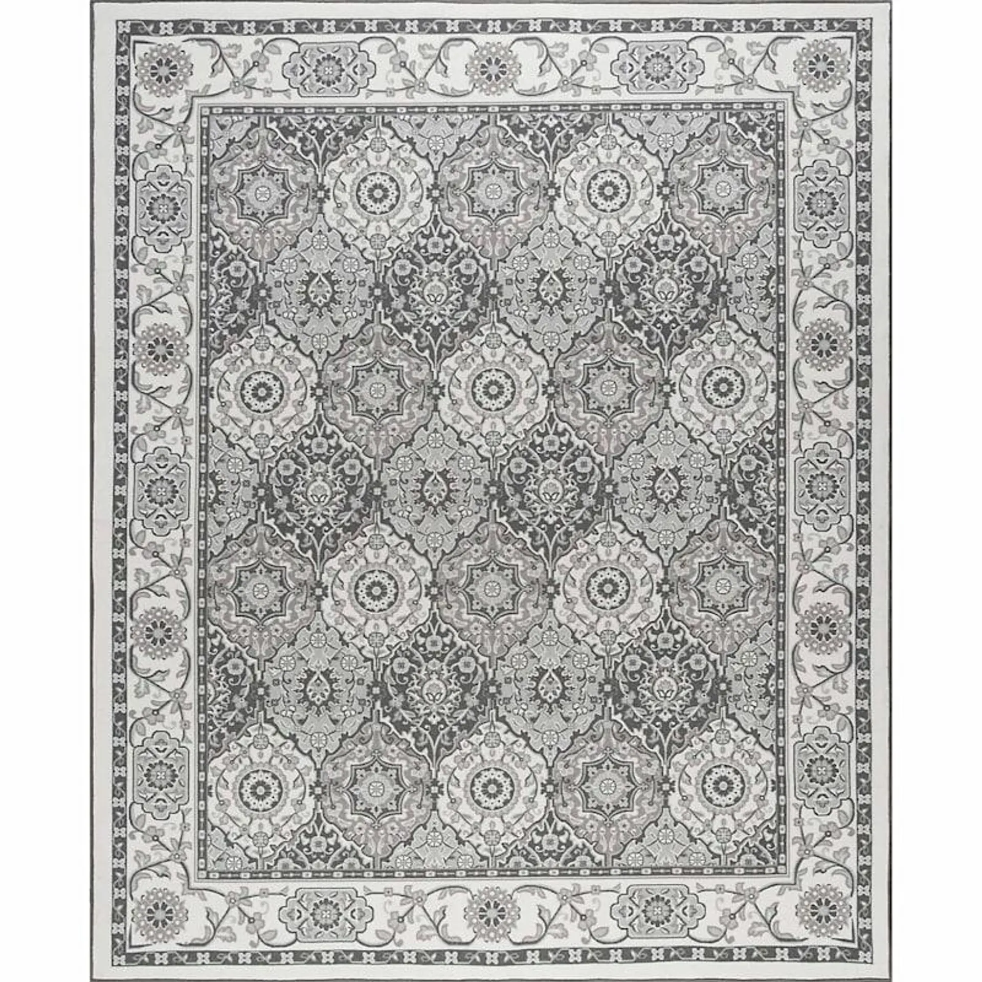 (D409) Grey Medallion Area Rug, 7x10