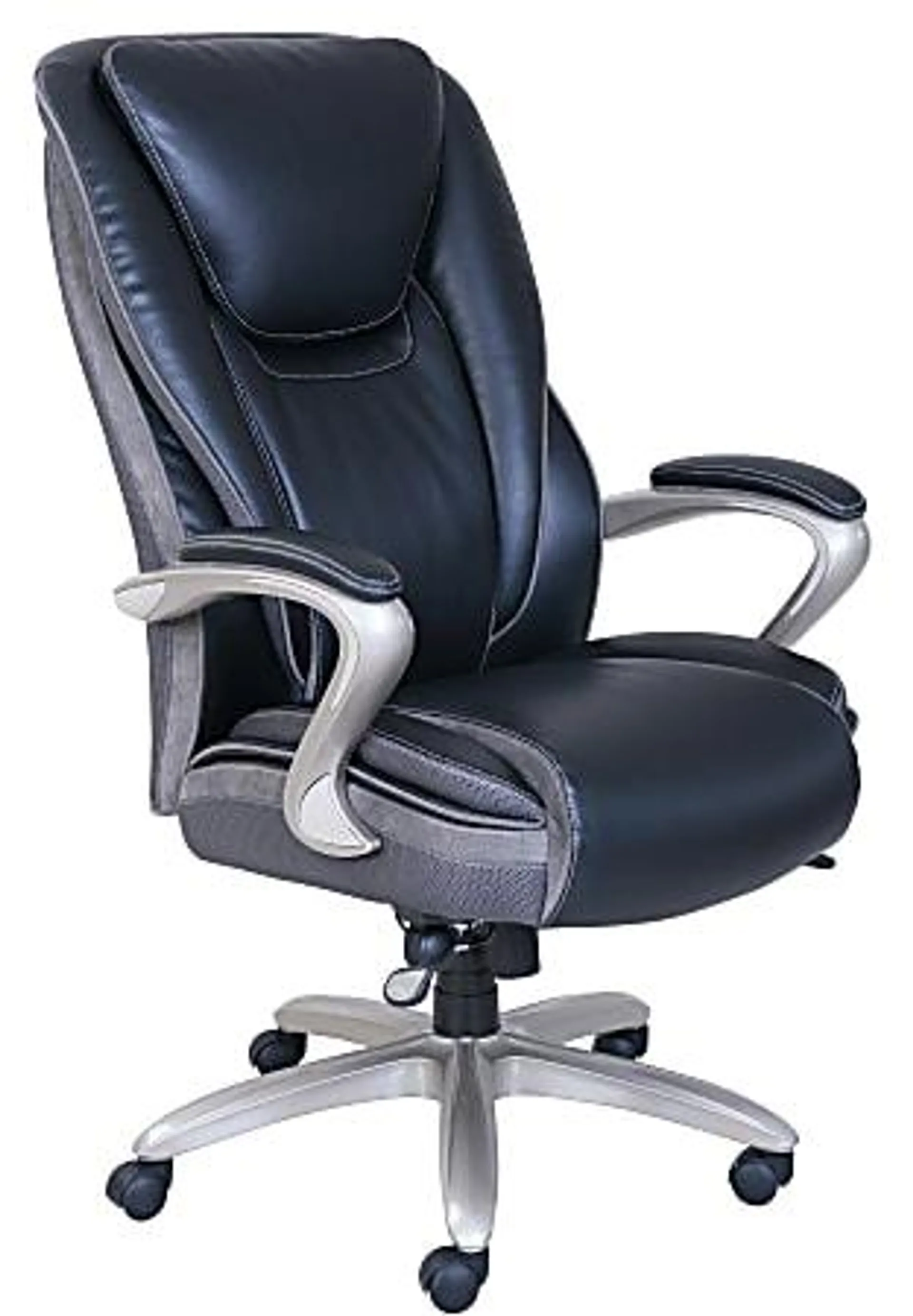 Serta® Smart Layers™ Hensley Big & Tall Ergonomic Bonded Leather High-Back Chair, Black/Silver