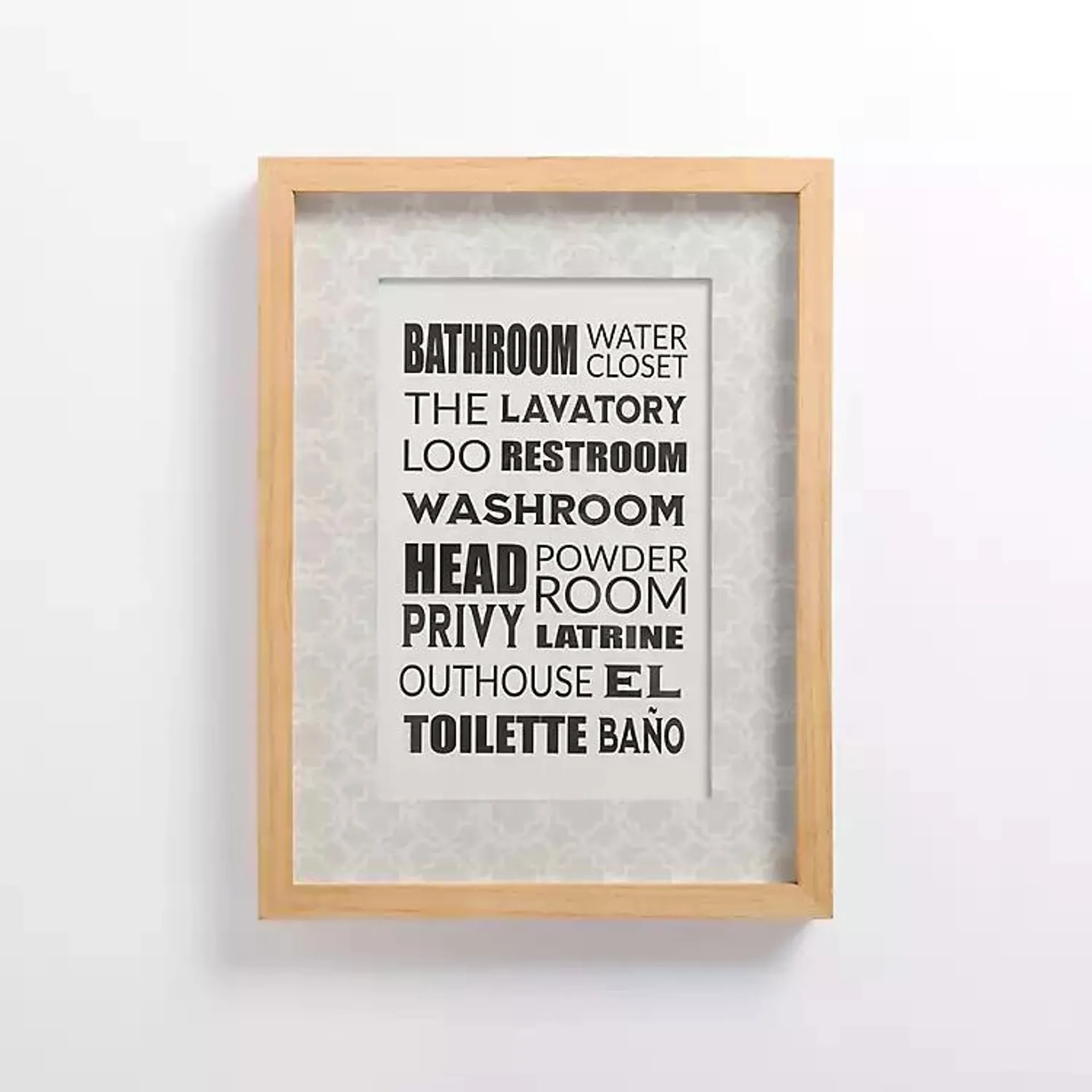 Bathroom Names Framed Wall Plaque