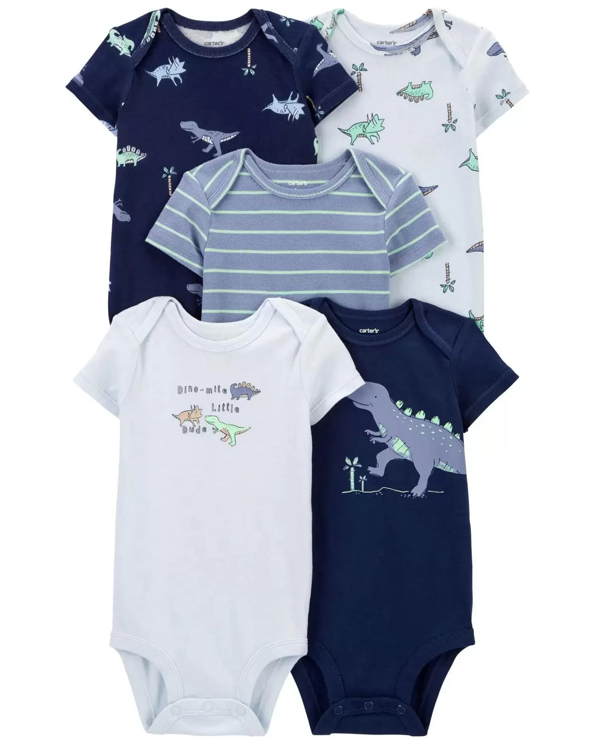 Baby 5-Pack Dinosaur Short-Sleeve Bodysuits