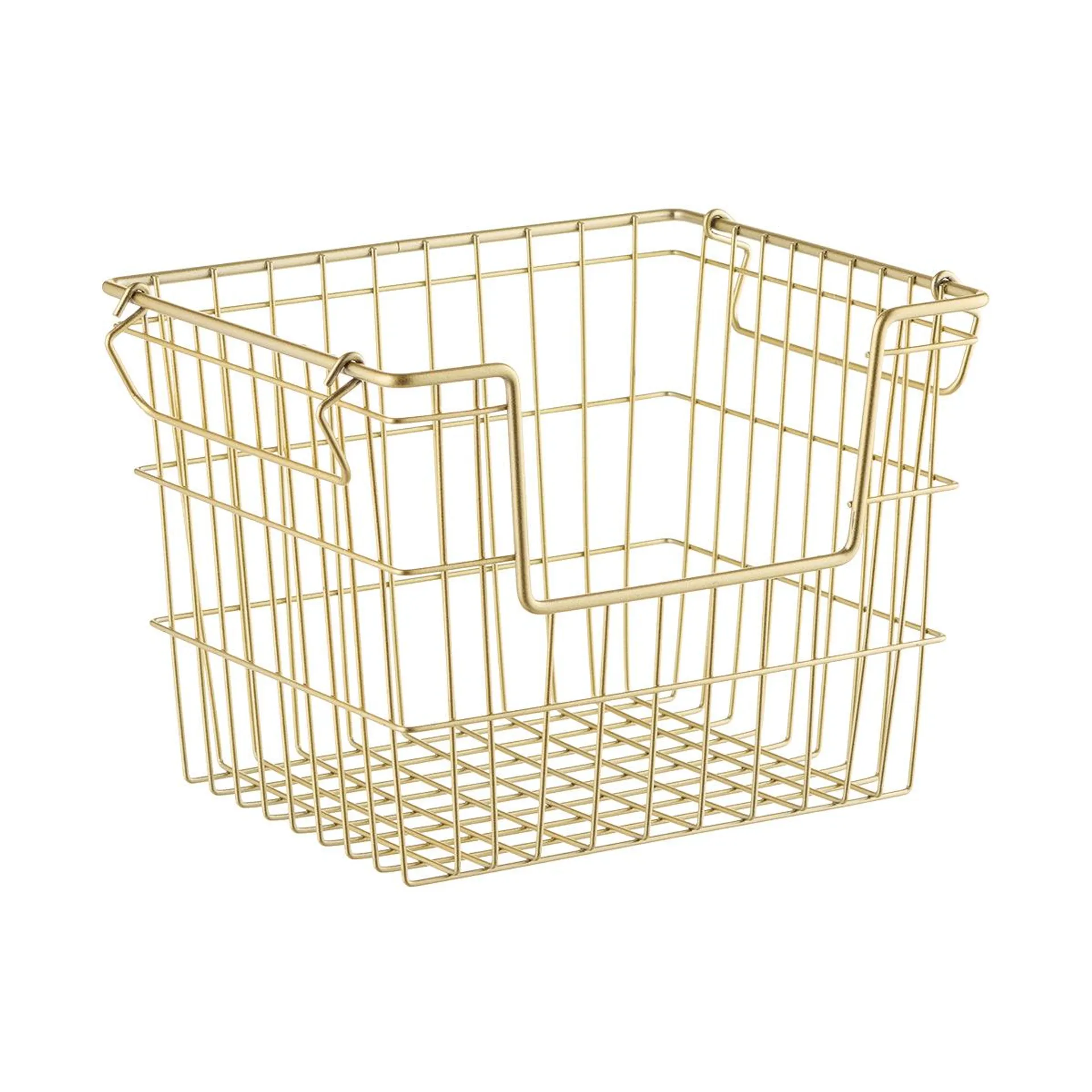 The Container Store Medium Metal Wire Stacking Basket Gold