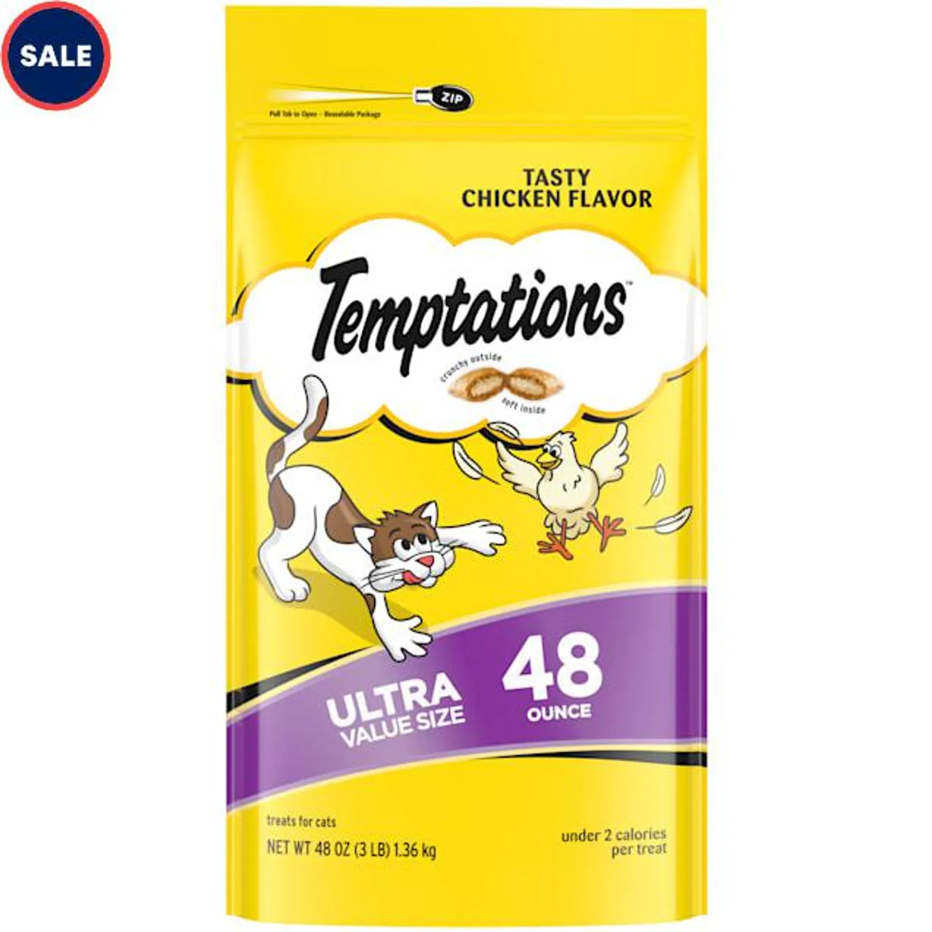 Temptations Classics Tasty Chicken Flavor Crunchy and Soft Cat Treats, 48 oz.