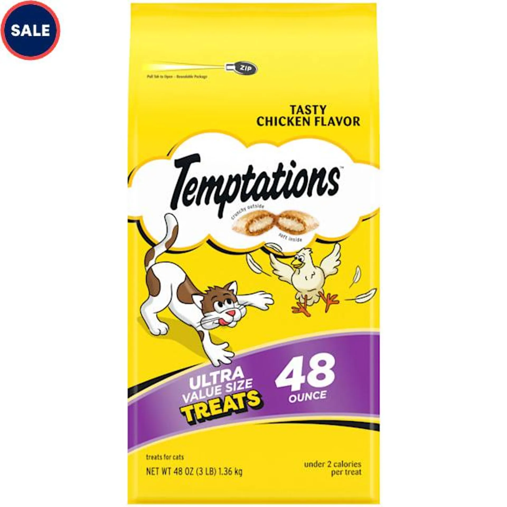 Temptations Classics Tasty Chicken Flavor Crunchy and Soft Cat Treats, 48 oz.