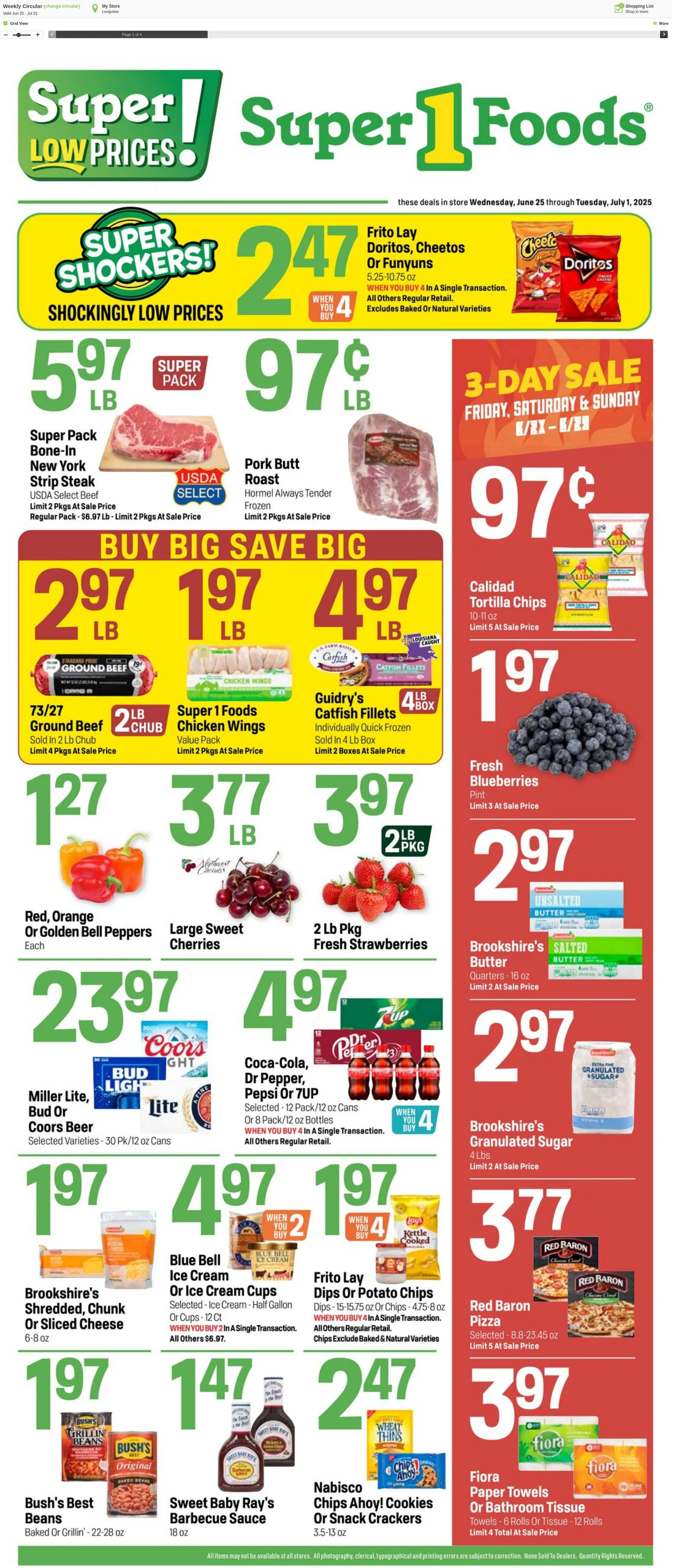 Weekly ad Super1Foods from June 25 to July 1 2025 - Page 1