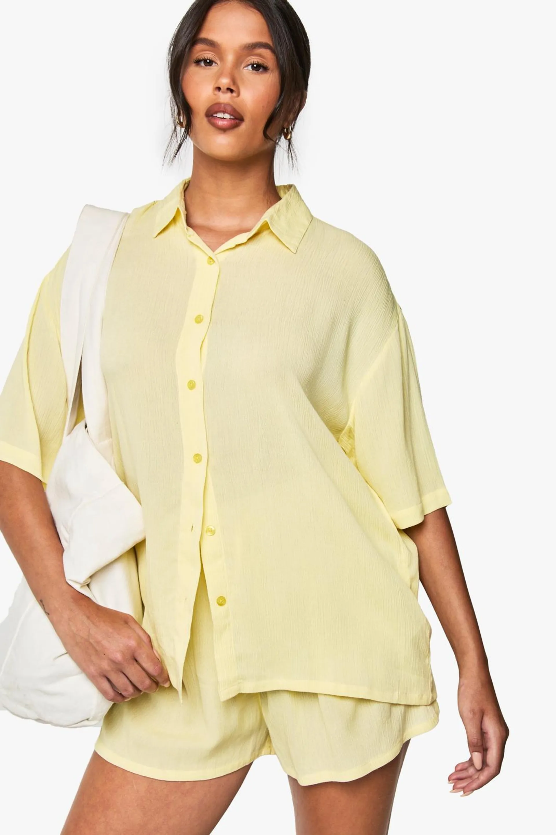 Crinkle Short Sleeved Shirt, Shorts & Scrunchie Set