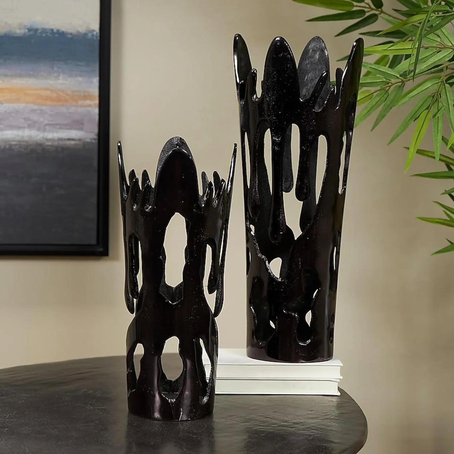 Grayson Lane 2-Pack Black Aluminum Modern Vase