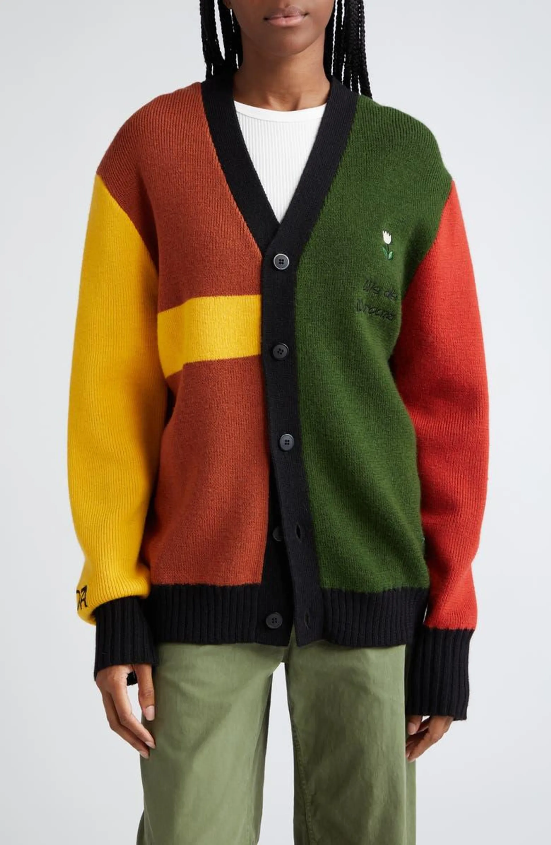 Anansi Spider Colorblock Wool Cardigan